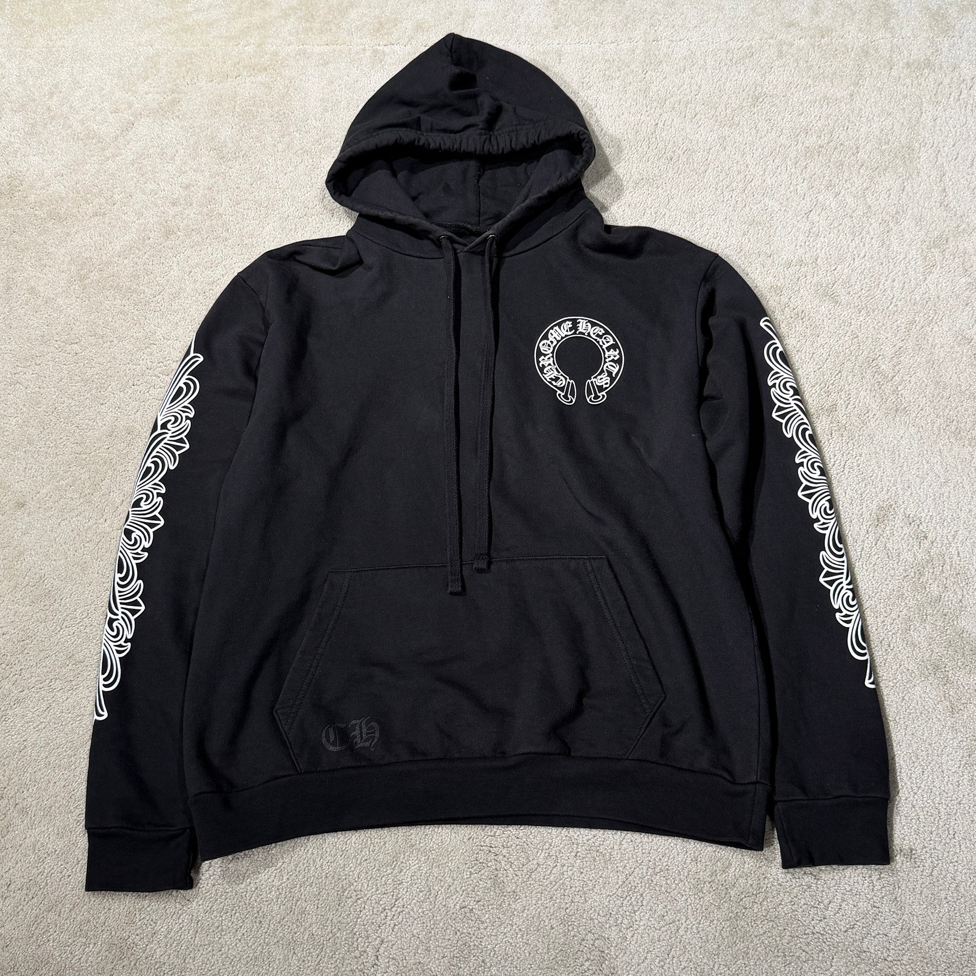 CHROME HEARTS Floral Cross Horseshoe Pullover Hoodie Size M クロムハーツ フローラルクロス ホースシュー プルオーバーフーディ サイズM