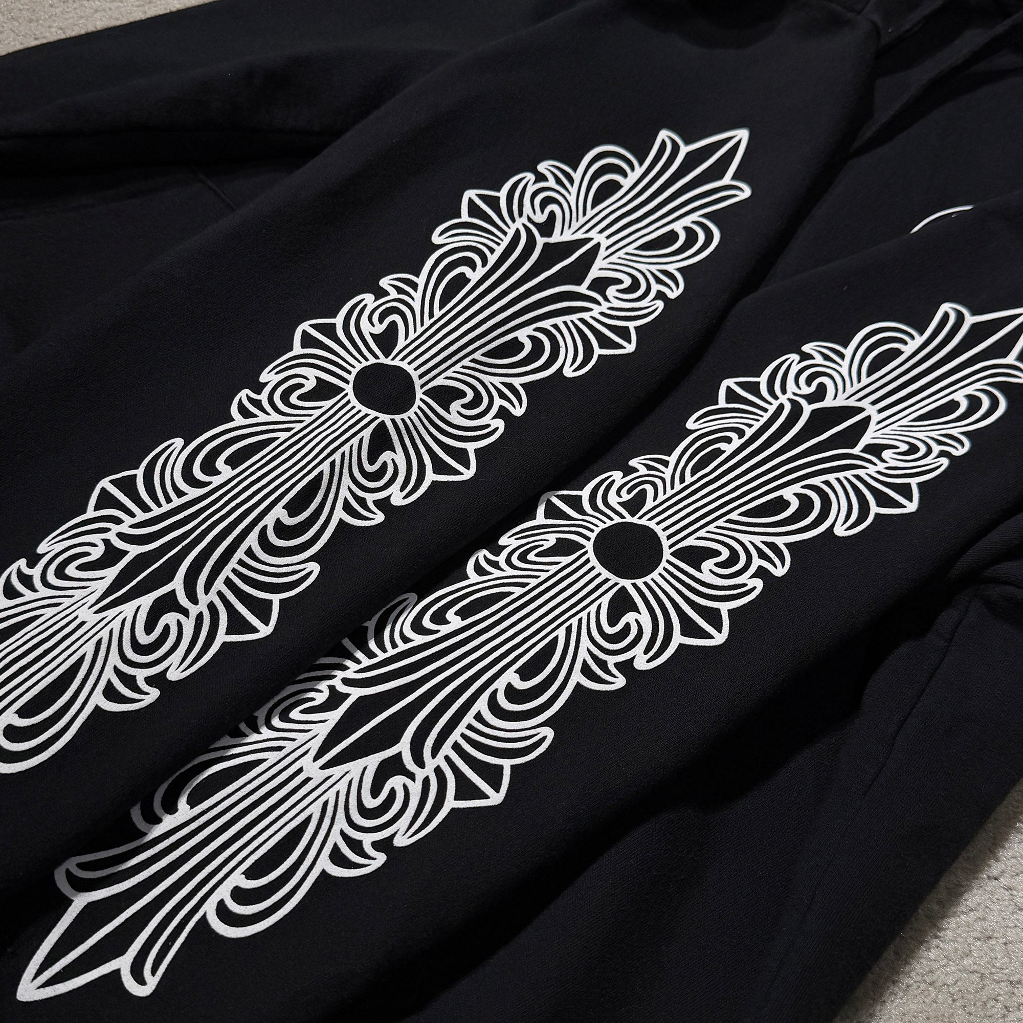 CHROME HEARTS Floral Cross Horseshoe Pullover Hoodie Size M クロムハーツ フローラルクロス ホースシュー プルオーバーフーディ サイズM