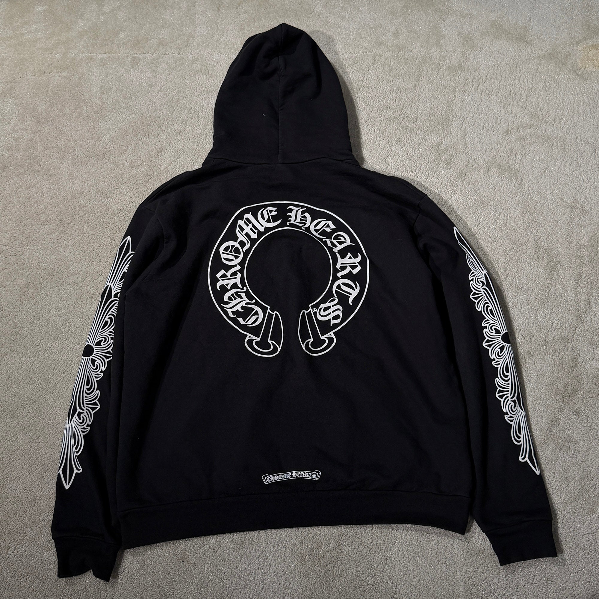 CHROME HEARTS Floral Cross Horseshoe Pullover Hoodie Size M クロムハーツ フローラルクロス ホースシュー プルオーバーフーディ サイズM