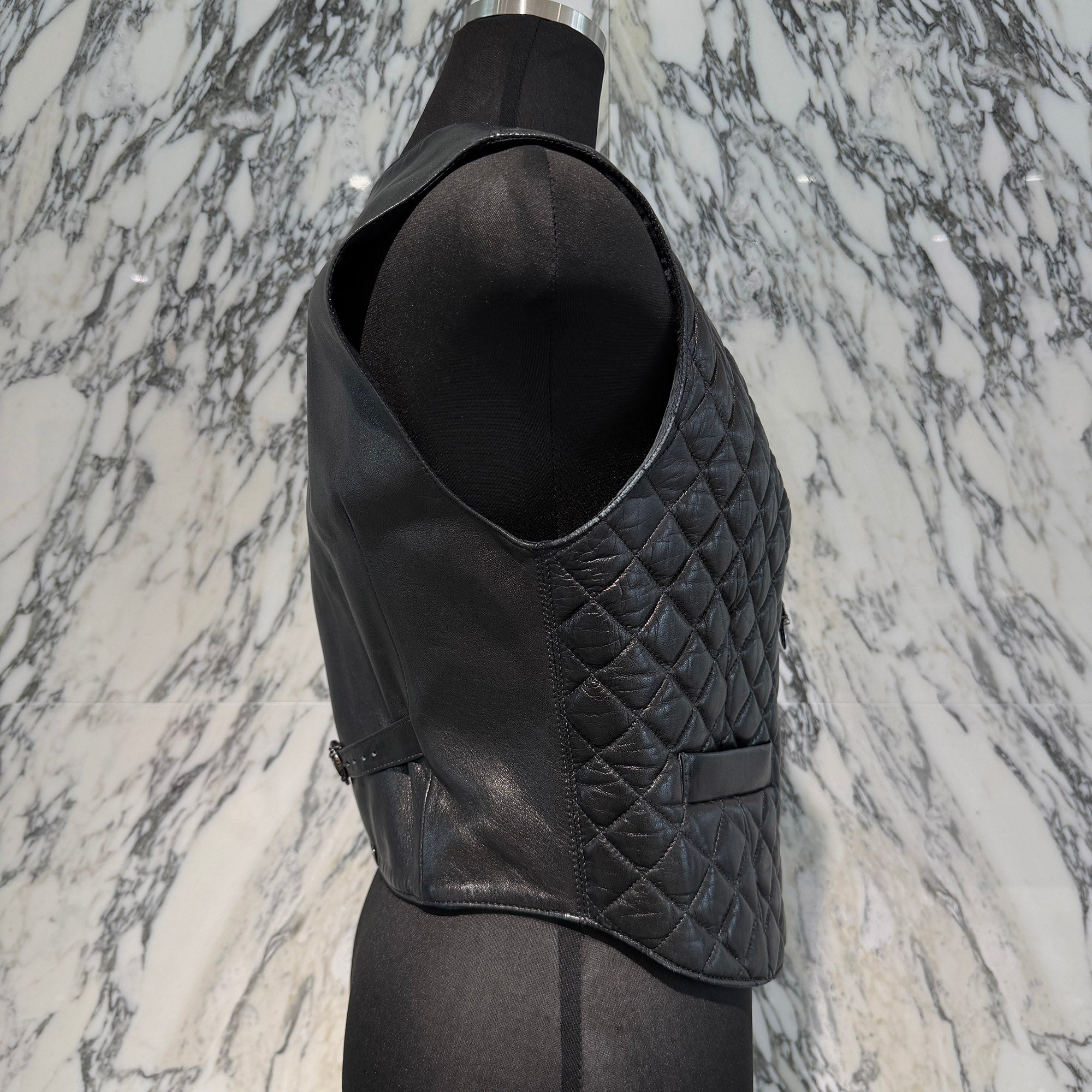 CHROME HEARTS Dagger Zip Quilting Leather Vest Size M クロムハーツ ダガージップ キルティングレザーベスト サイズM