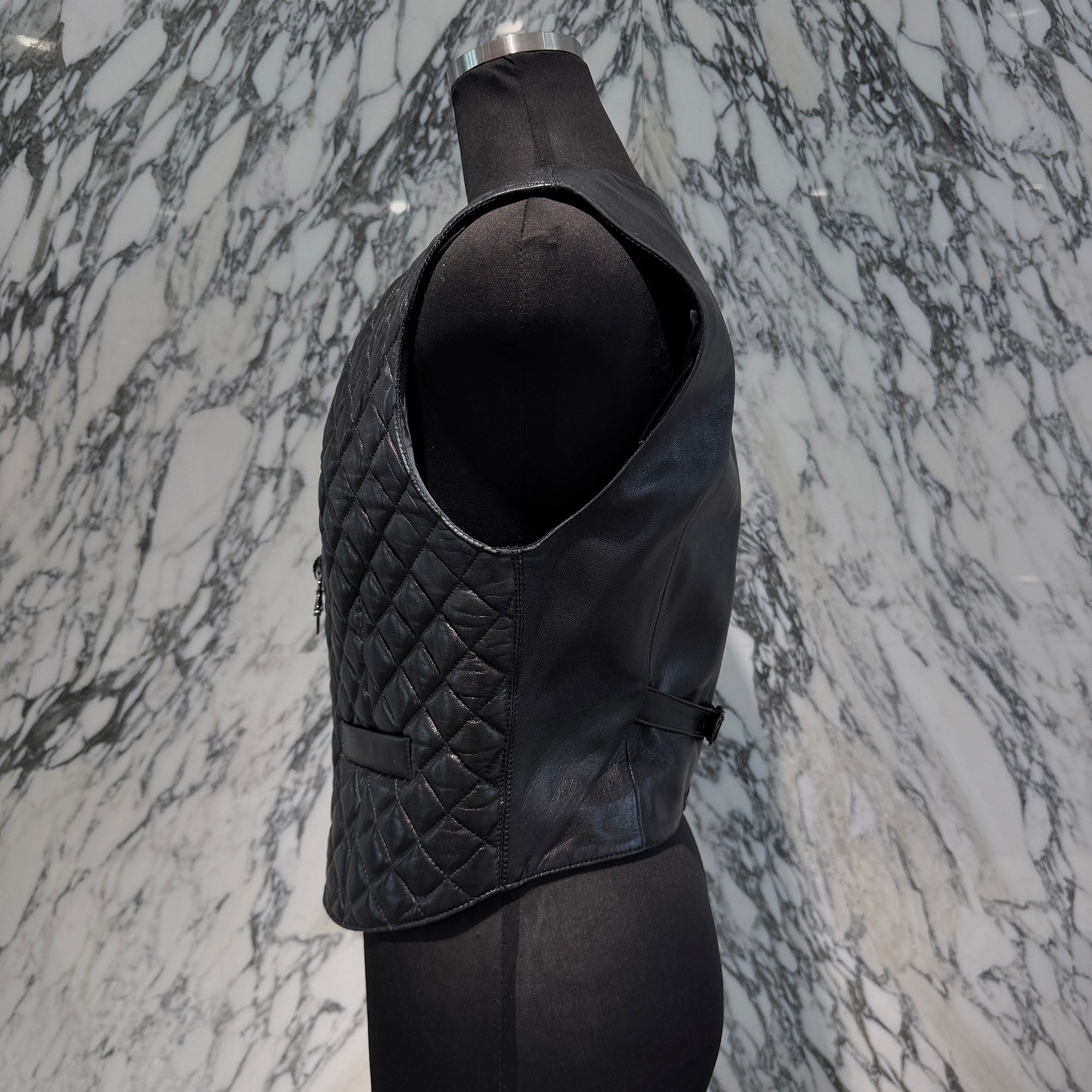 CHROME HEARTS Dagger Zip Quilting Leather Vest Size M クロムハーツ ダガージップ キルティングレザーベスト サイズM