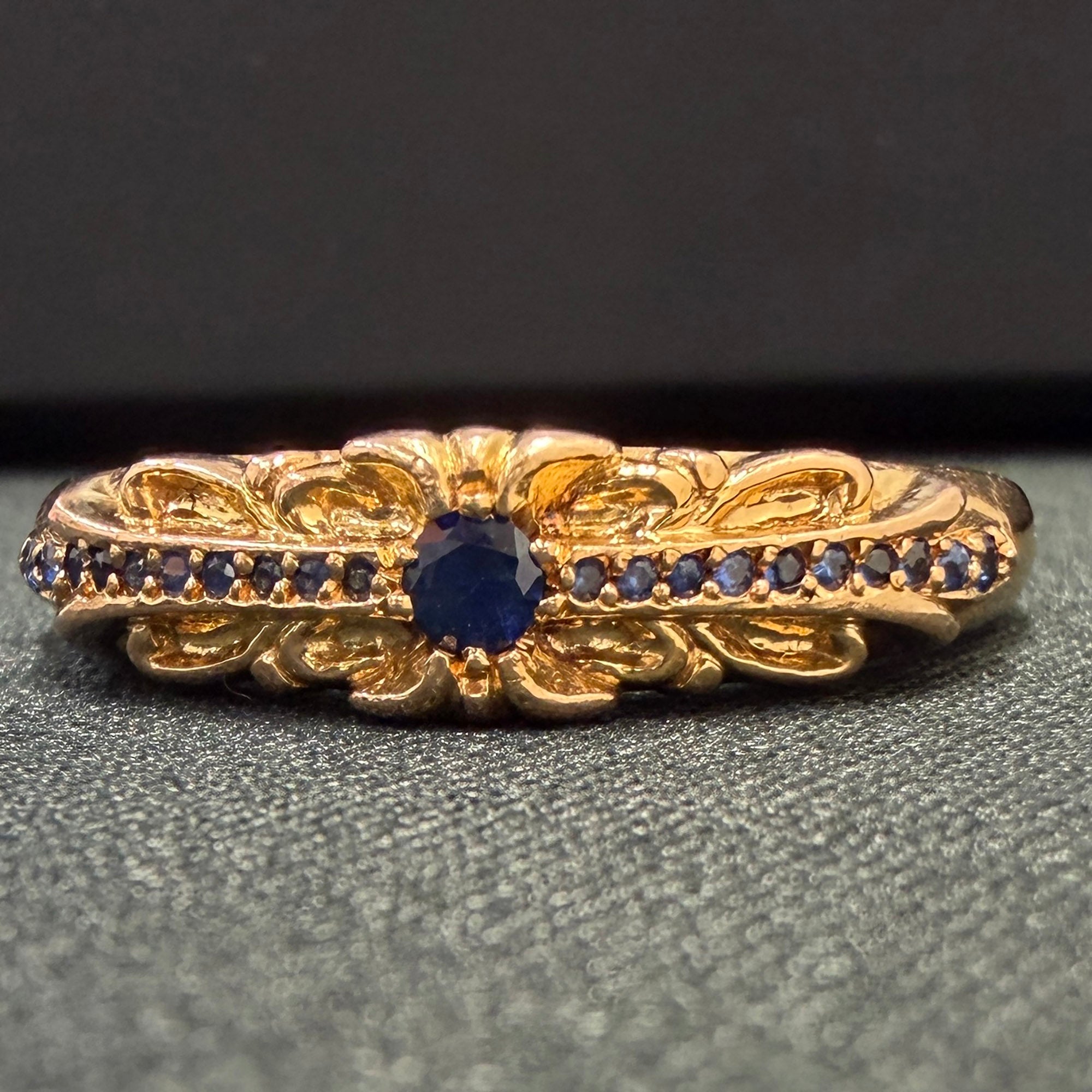 CHROME HEARTS 22K Baby Classic Floral Cross Ring Pave Blue Sapphire Size 26号 クロムハーツ 22K ベイビークラシック フローラルクロス リング パヴェ ブルーサファイヤ サイズ26号