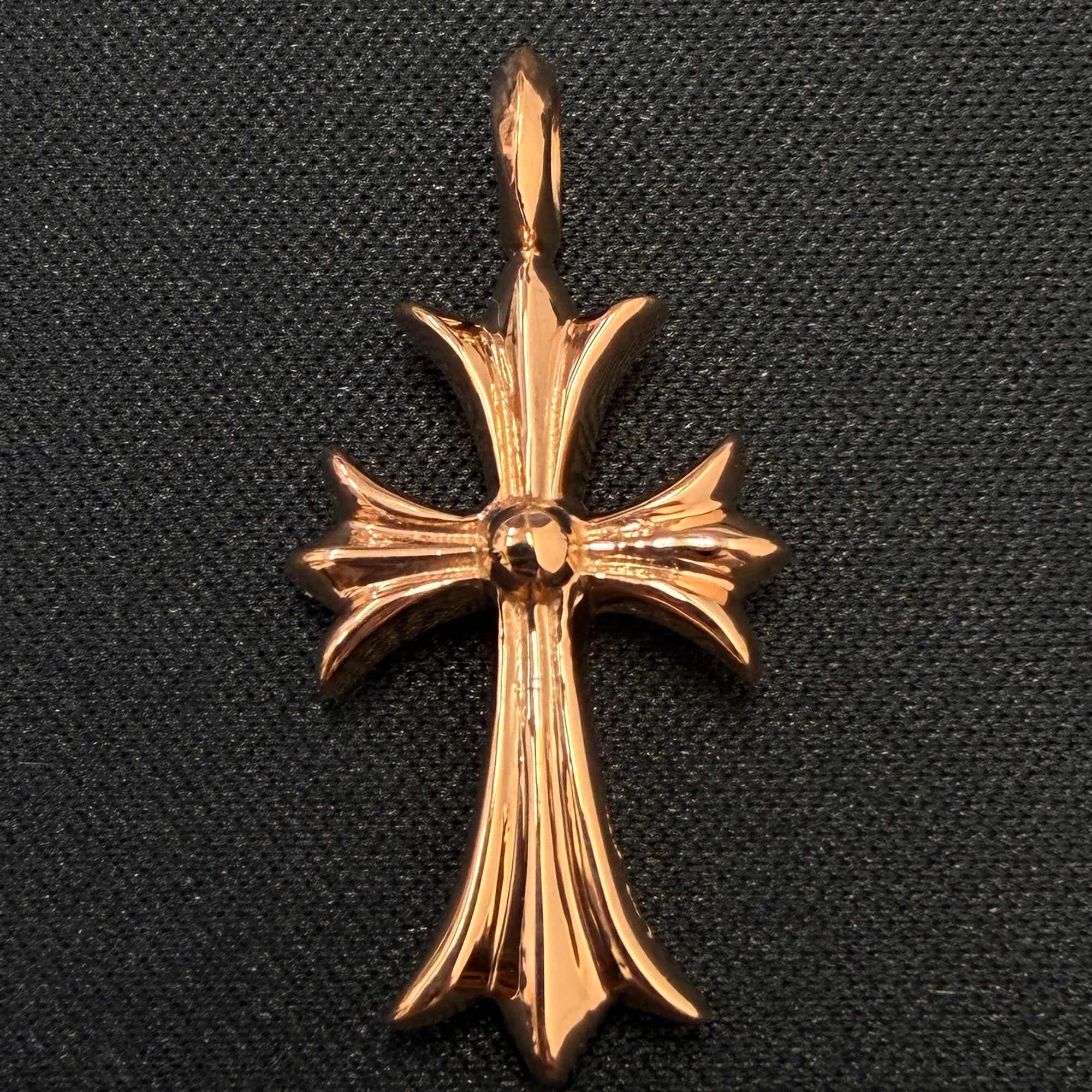 CHROME HEARTS 22K Tiny Fat Cross Pave Emerald Pendant Top クロム