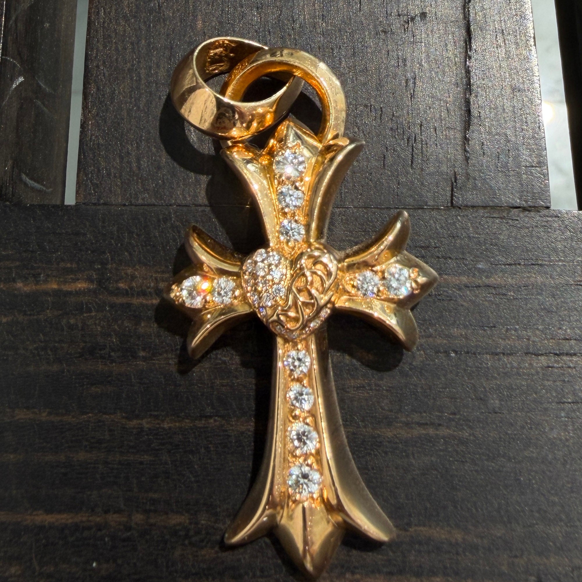 CHROME HEARTS 22K Heart Small CH Cross Pave Diamond With Bail Pendent Top クロムハーツ 22K ハート スモール CHクロス パヴェダイヤモンド ウィズ ベイル ペンダントトップ