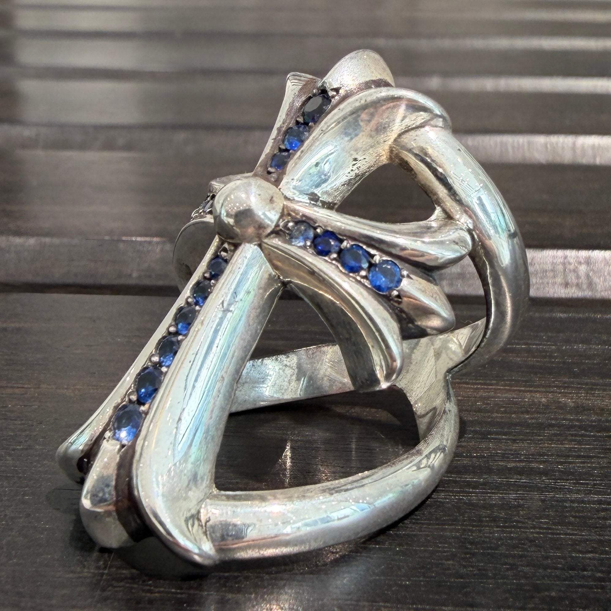 CHROME HEARTS Infinity CRS Ring Pave Blue Sapphire Size 17号 クロムハーツ インフィニティークロス リング パヴェ ブルーサファイヤ サイズ17号