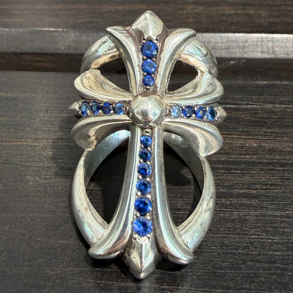 CHROME HEARTS Infinity CRS Ring Pave Blue Sapphire Size 17号 クロムハーツ インフィニティークロス リング パヴェ ブルーサファイヤ サイズ17号