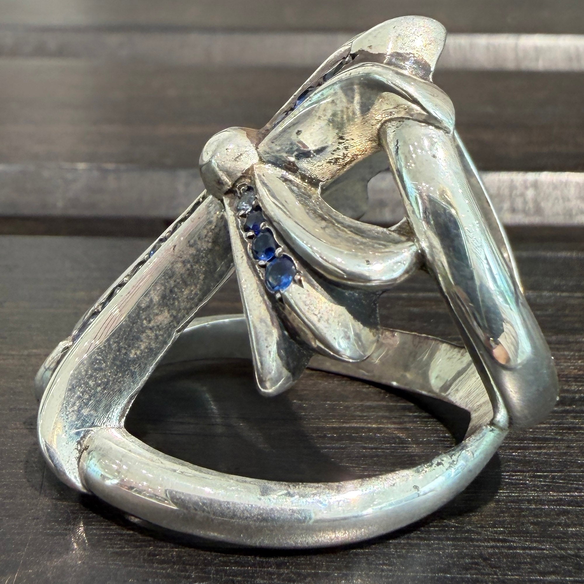 CHROME HEARTS Infinity CRS Ring Pave Blue Sapphire Size 17号 クロムハーツ インフィニティークロス リング パヴェ ブルーサファイヤ サイズ17号