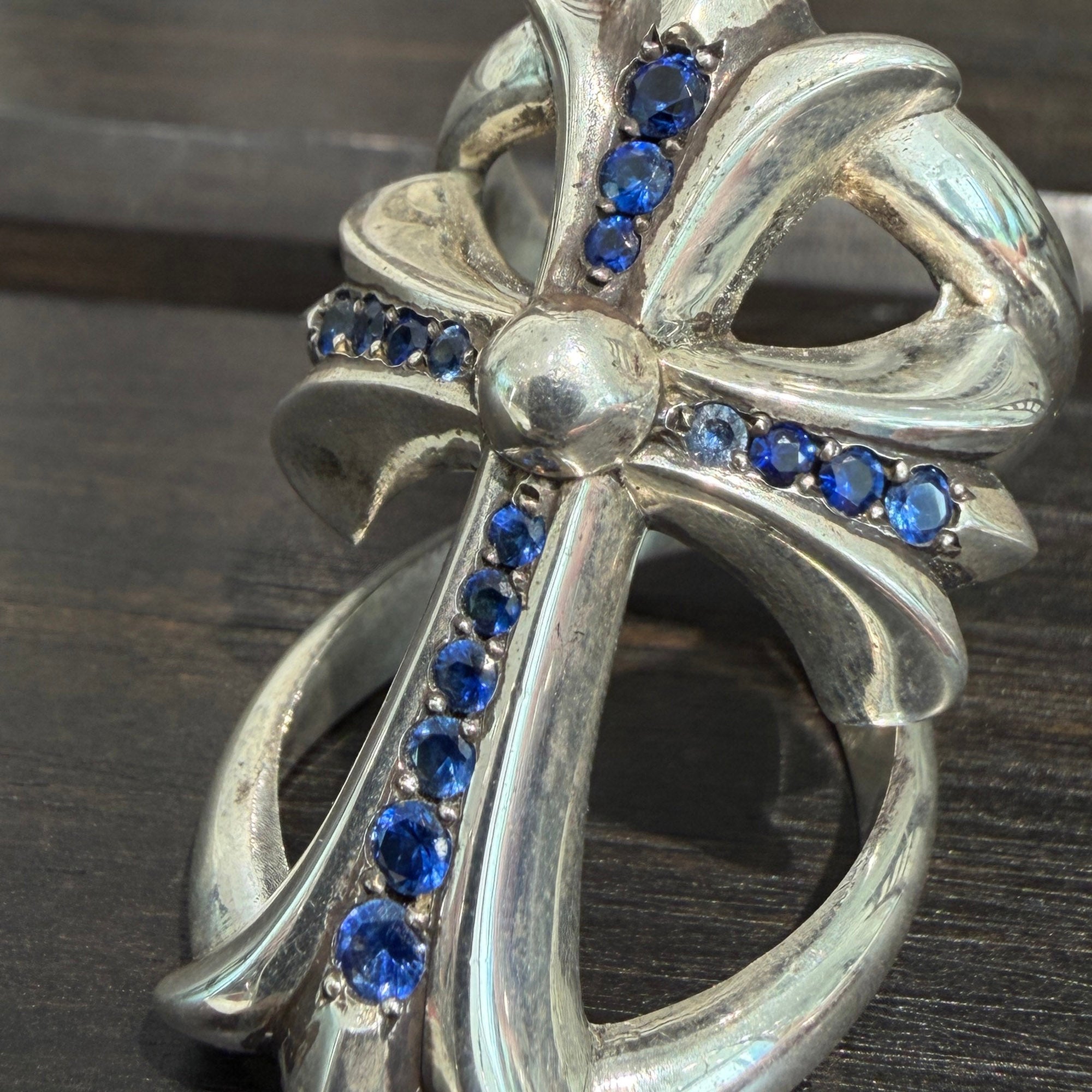 CHROME HEARTS Infinity CRS Ring Pave Blue Sapphire Size 17号 クロムハーツ インフィニティークロス リング パヴェ ブルーサファイヤ サイズ17号