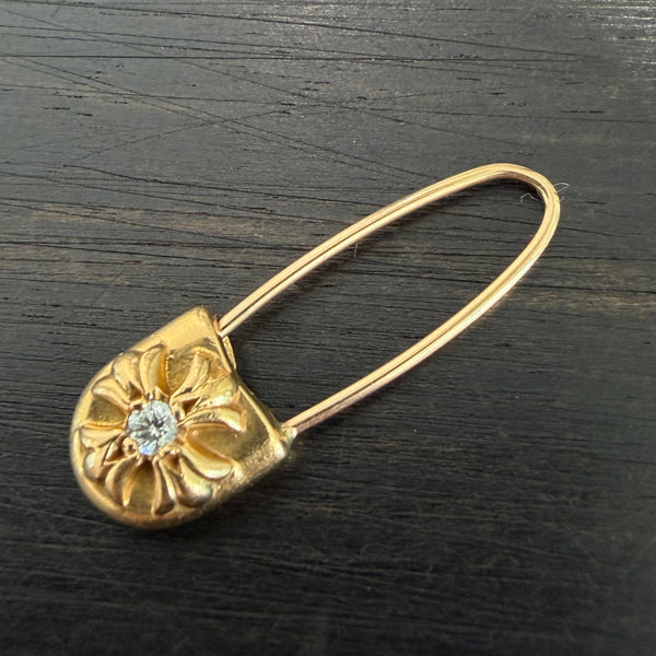 CHROME HEARTS 22K Safety Pin 1 Diamond Earring クロムハーツ 22K セーフティ ピン 1ダイヤモンド イヤリング ピアス