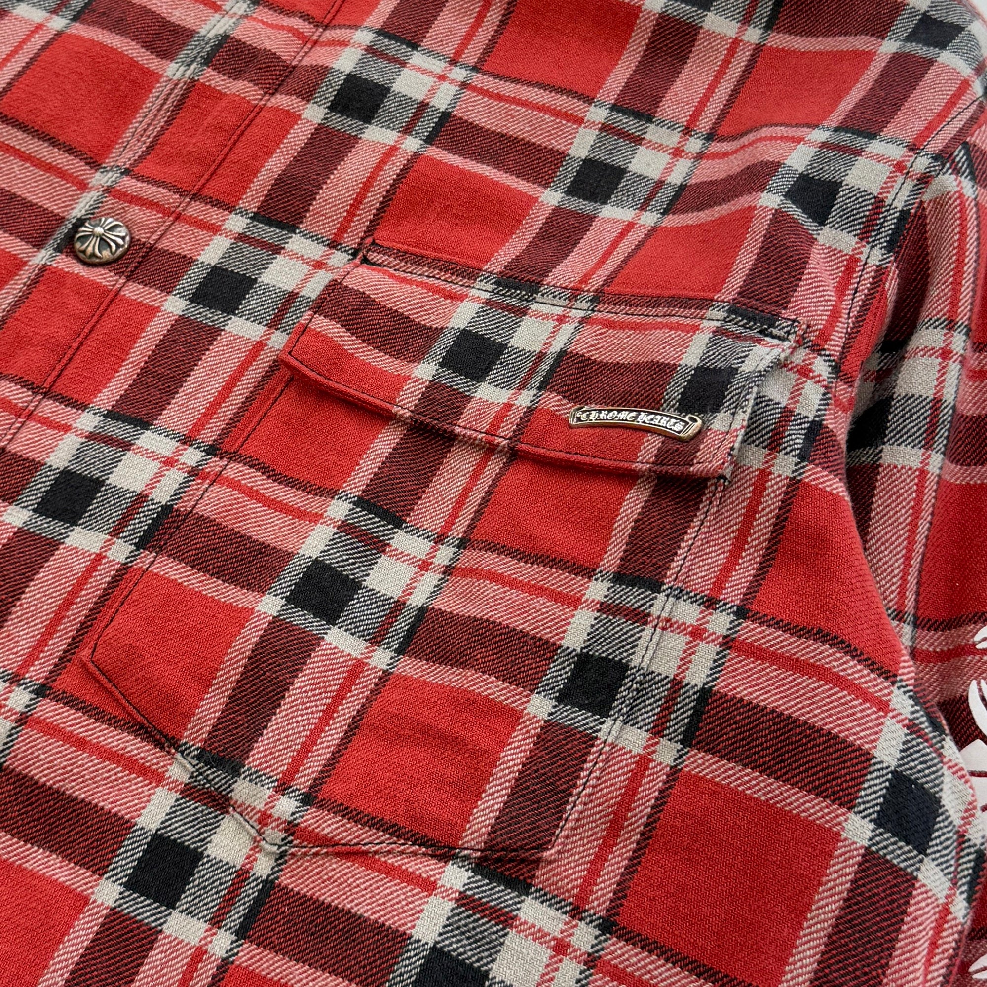CHROME HEARTS Y NOT Workn Padded Flannel Check Shirt Jacket Size XL クロムハーツ ワイノット ワーキンパデッド フランネルチェック シャツジャケット サイズXL