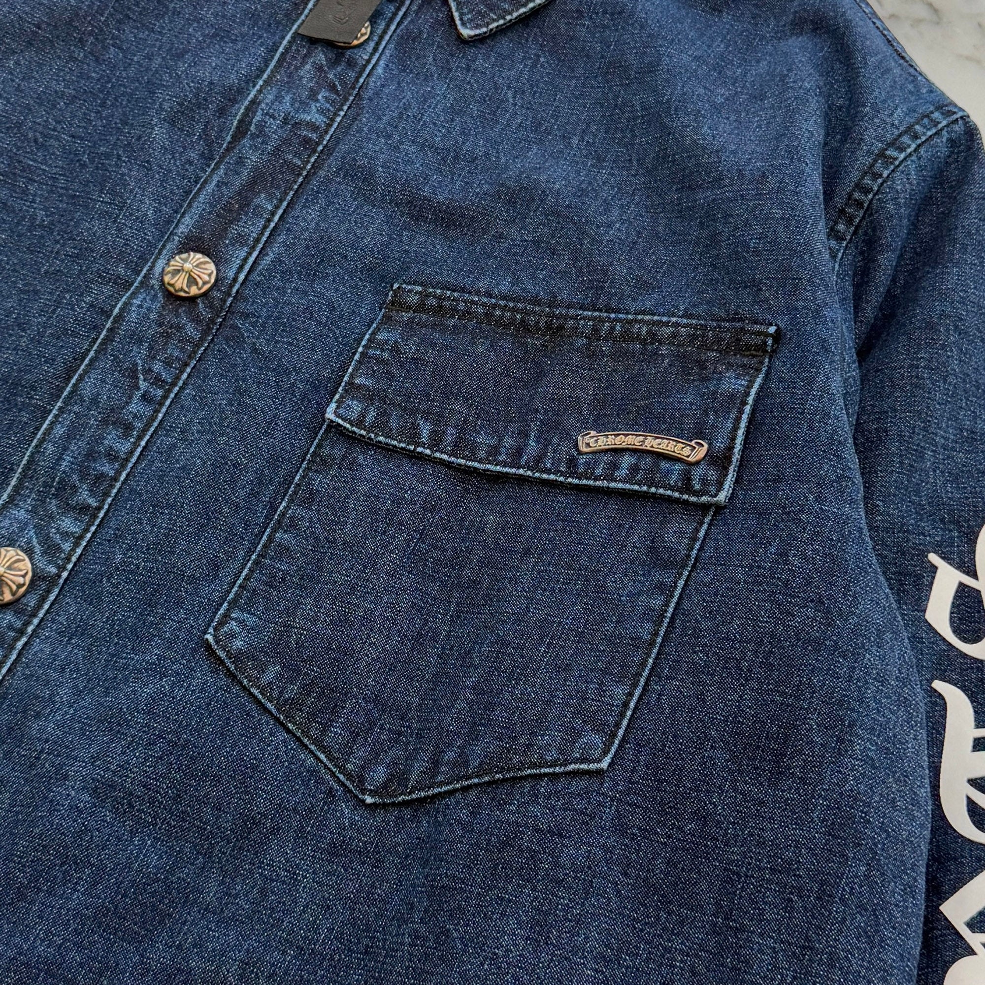 CHROME HEARTS Walkin' Shirt Garage Wash Denim Jacket Size L クロムハーツ ウォーキン シャツ ガレージ ウォッシュ デニムジャケット サイズL