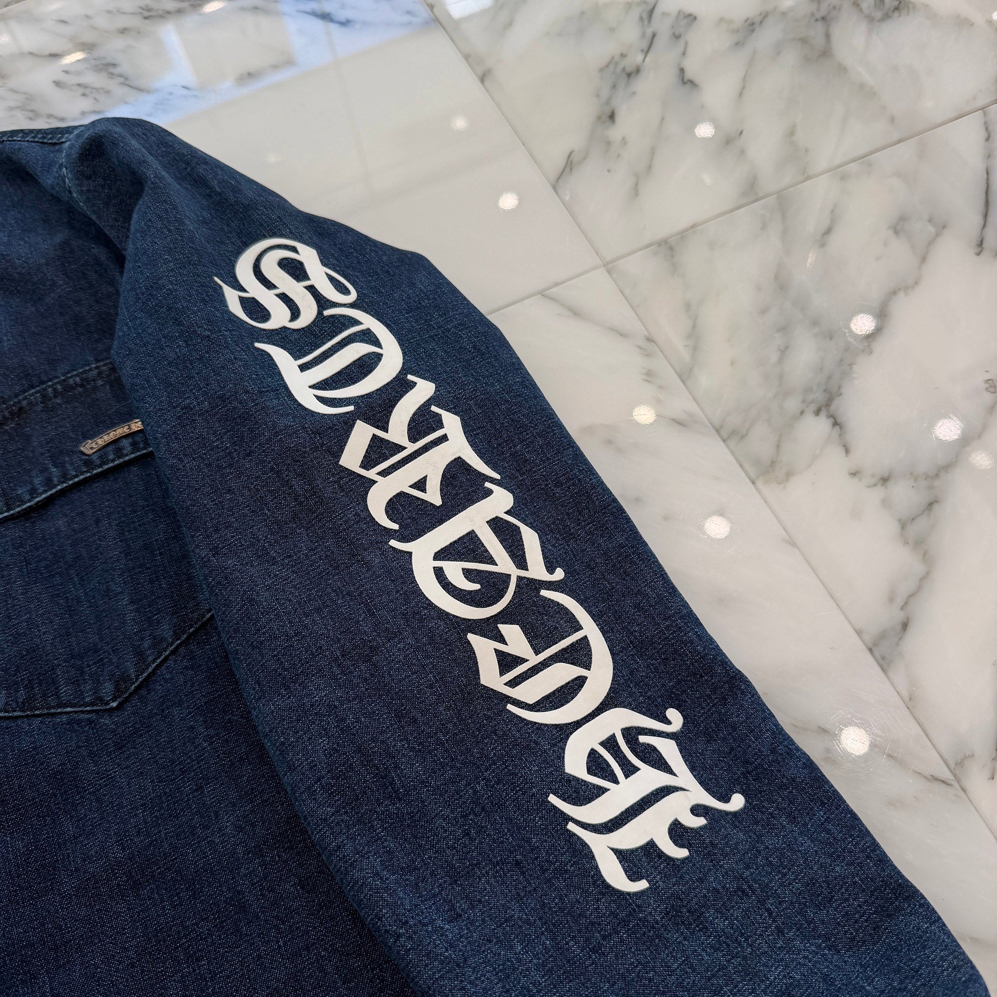 CHROME HEARTS Walkin' Shirt Garage Wash Denim Jacket Size L クロムハーツ ウォーキン シャツ ガレージ ウォッシュ デニムジャケット サイズL