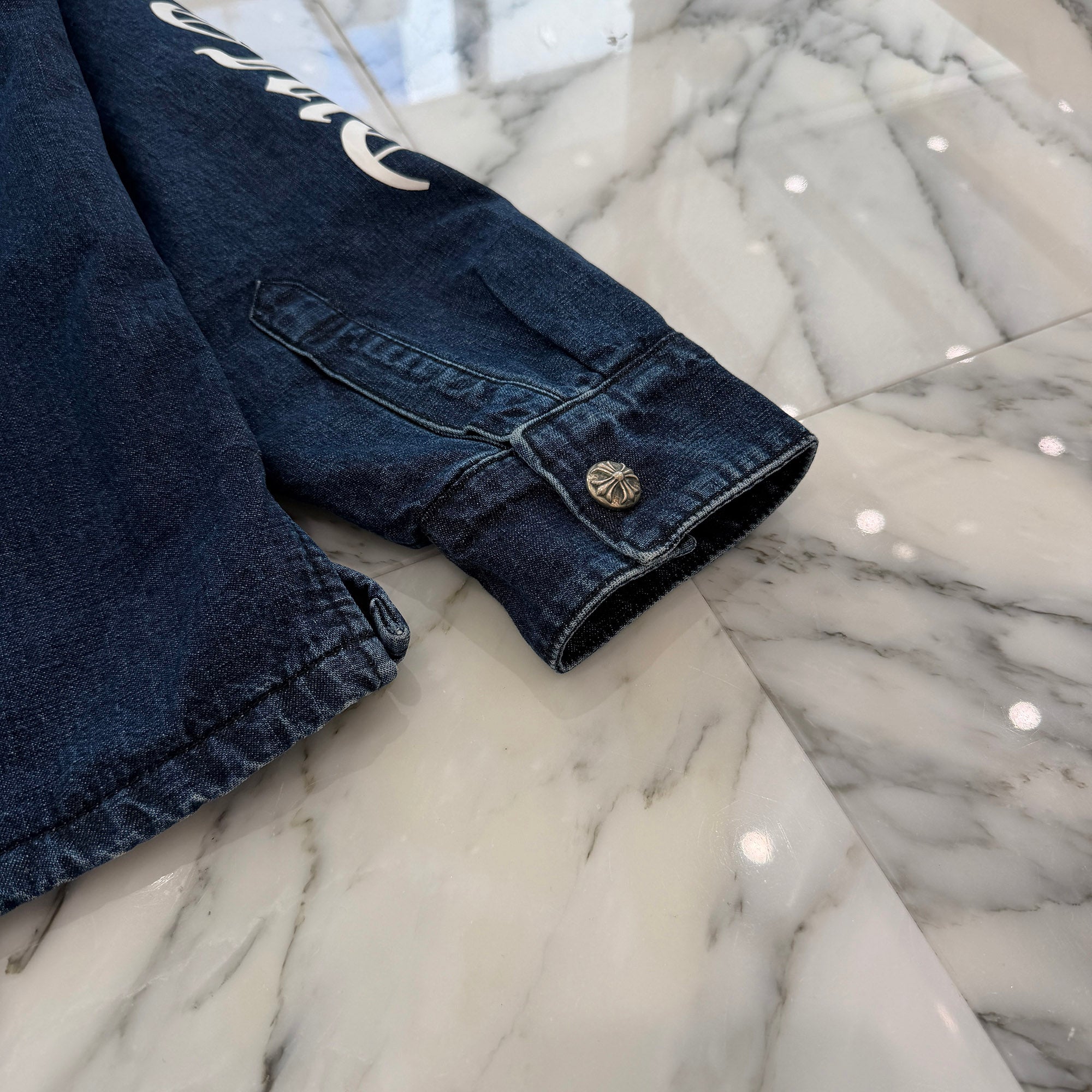 CHROME HEARTS Walkin' Shirt Garage Wash Denim Jacket Size L クロムハーツ ウォーキン シャツ ガレージ ウォッシュ デニムジャケット サイズL
