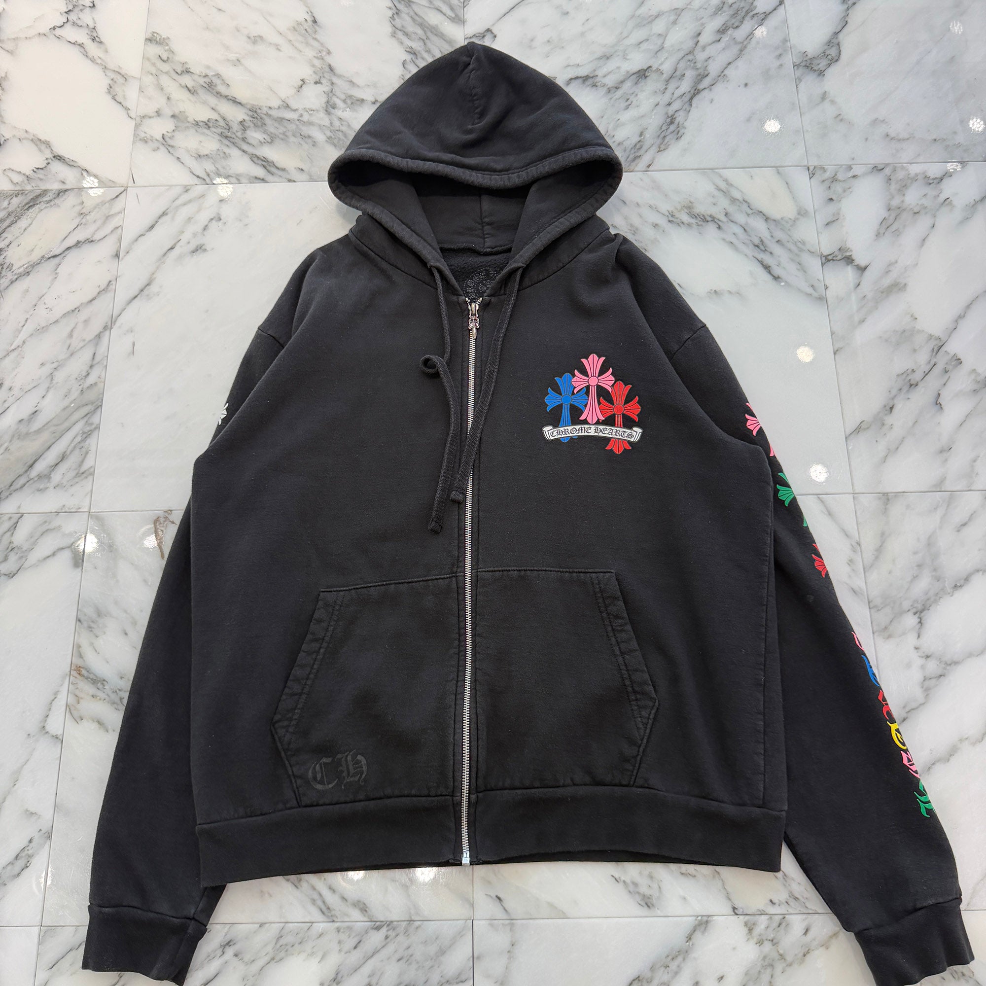 CHROME HEARTS MLTCOL CEM CRS Zip Up Hoodie Size M クロムハーツ マルチカラー セメタリークロス ジップアップフーディ サイズM