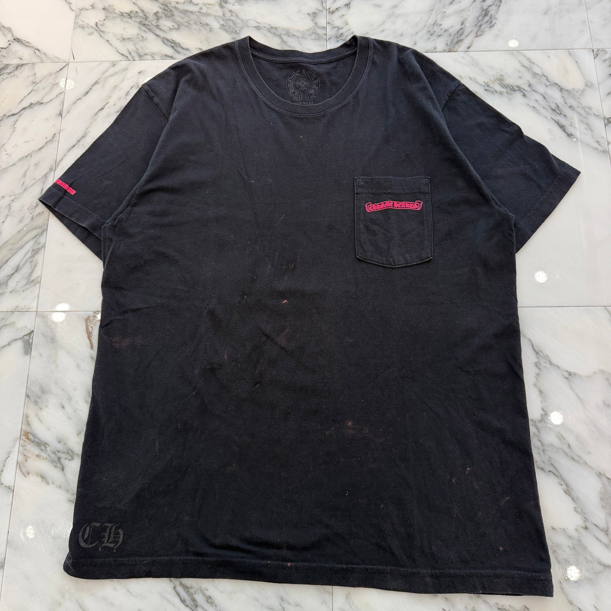CHROME HEARTS Pink Made in Hollywood Vertical Logo Tee Size XL クロムハーツ ピンク メイドインハリウッド ヴァーティカルロゴ Tシャツ サイズXL