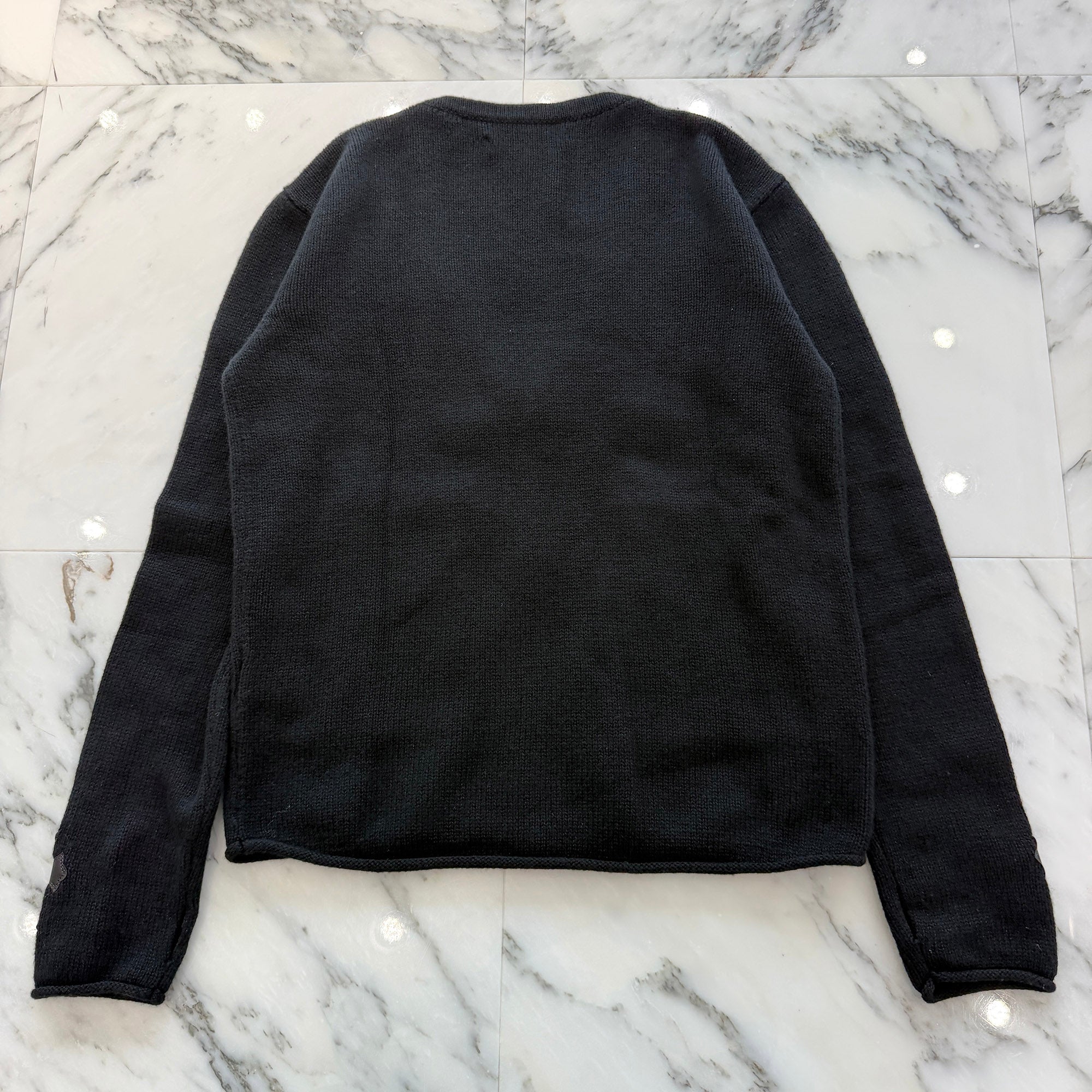 CHROME HEARTS Silver Cross Leather Patch Zip Up Cardigan Size M クロムハーツ シルバークロス レザーパッチ ジップアップカーディガン サイズM