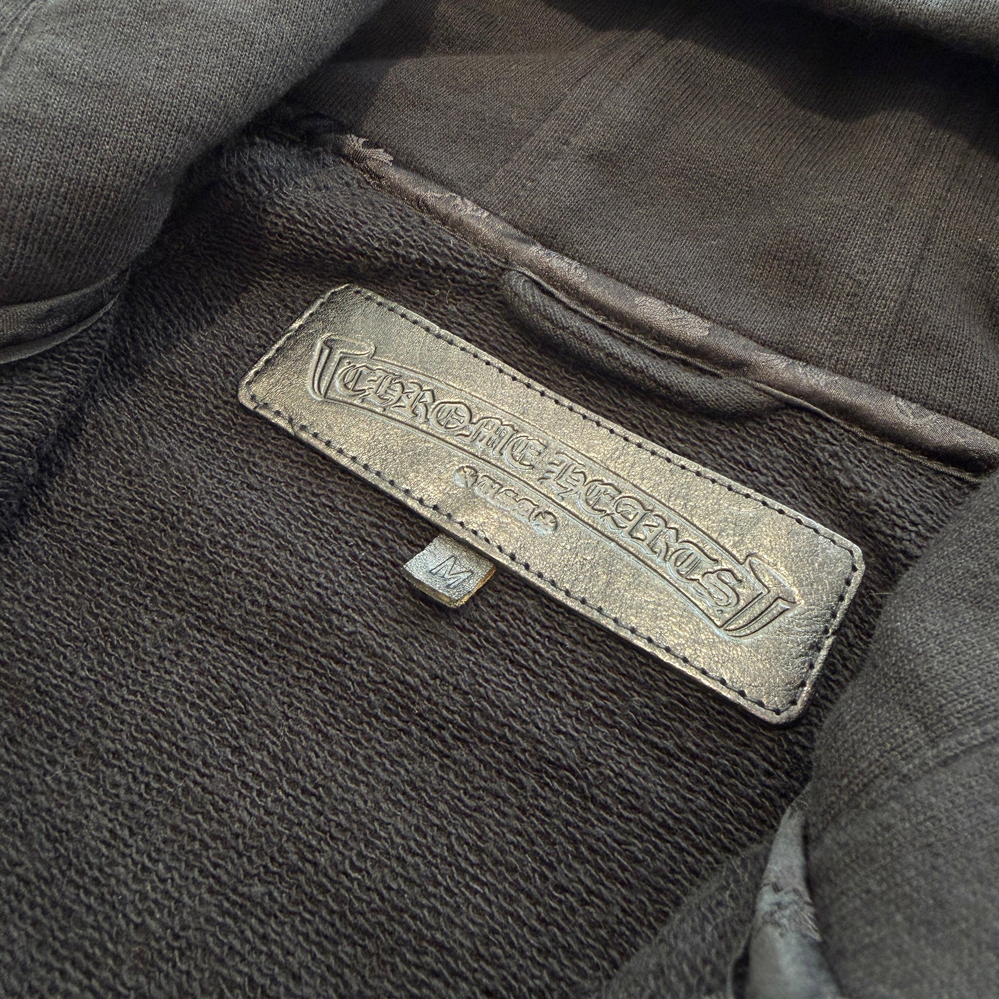 CHROME HEARTS CH Plus Leather Patch Sleeveless Zip Up Hoodie Size M クロムハーツ CHプラス レザーパッチ ノースリーブジップアップフーディー サイズM