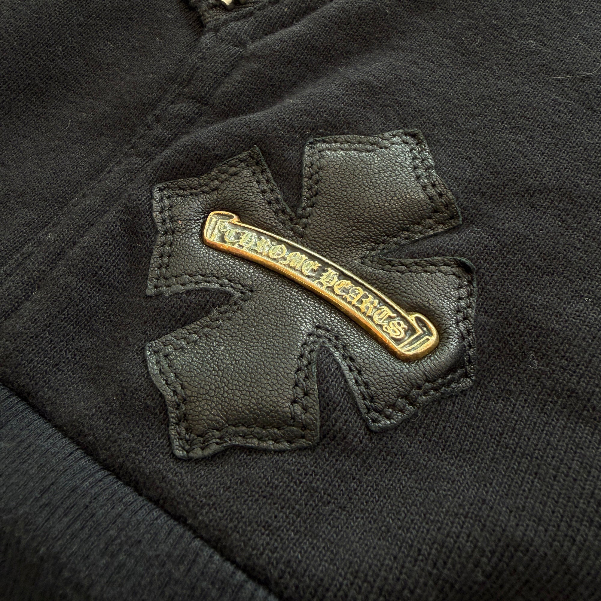 CHROME HEARTS CH Plus Leather Patch Sleeveless Zip Up Hoodie Size M クロムハーツ CHプラス レザーパッチ ノースリーブジップアップフーディー サイズM