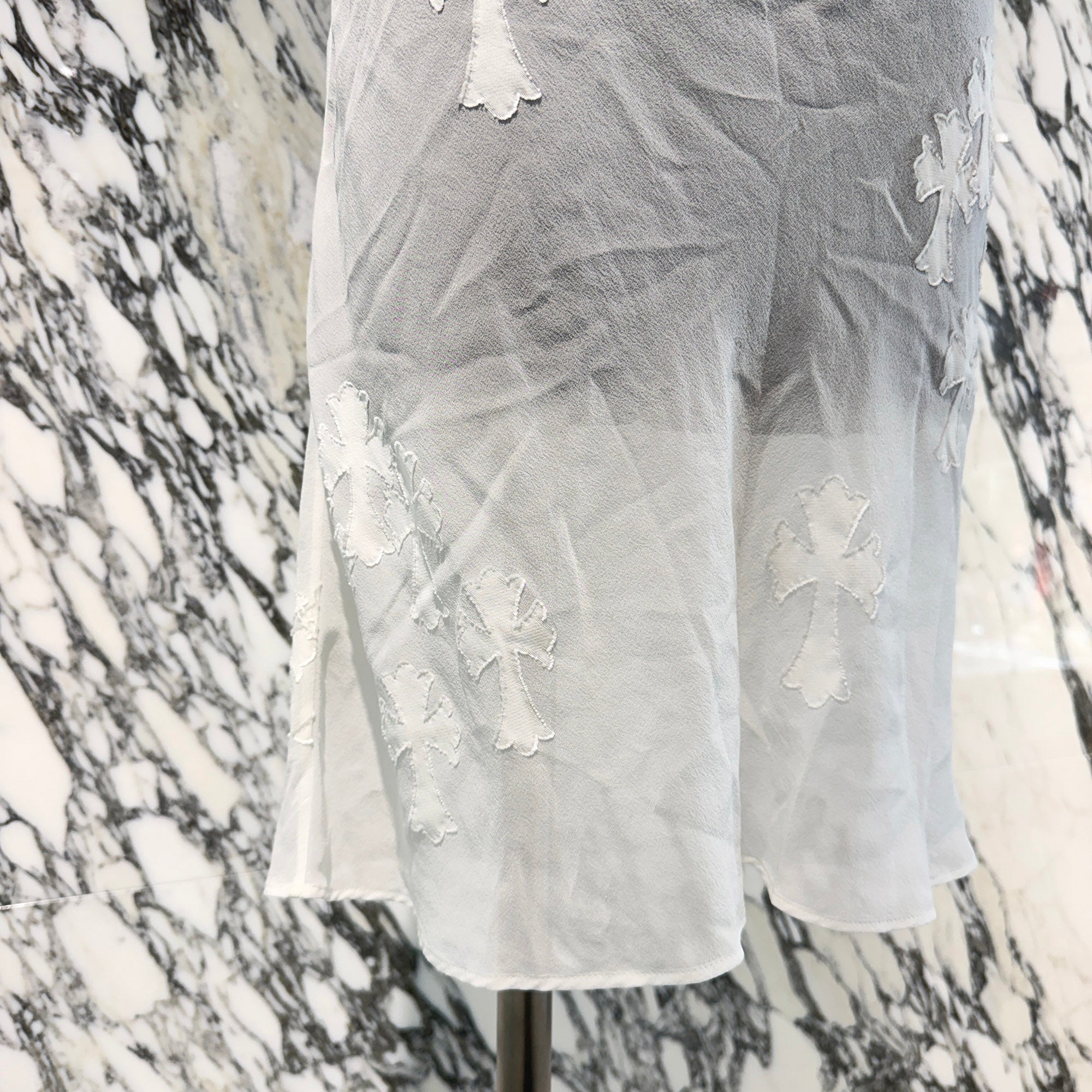 CHROME HEARTS Y NOT Cemetery Cross Back Open Silk Sheer Camisole Dress Size M クロムハーツ ワイノット セメタリークロス バックオープン シルクシアー キャミソールワンピース サイズＭ