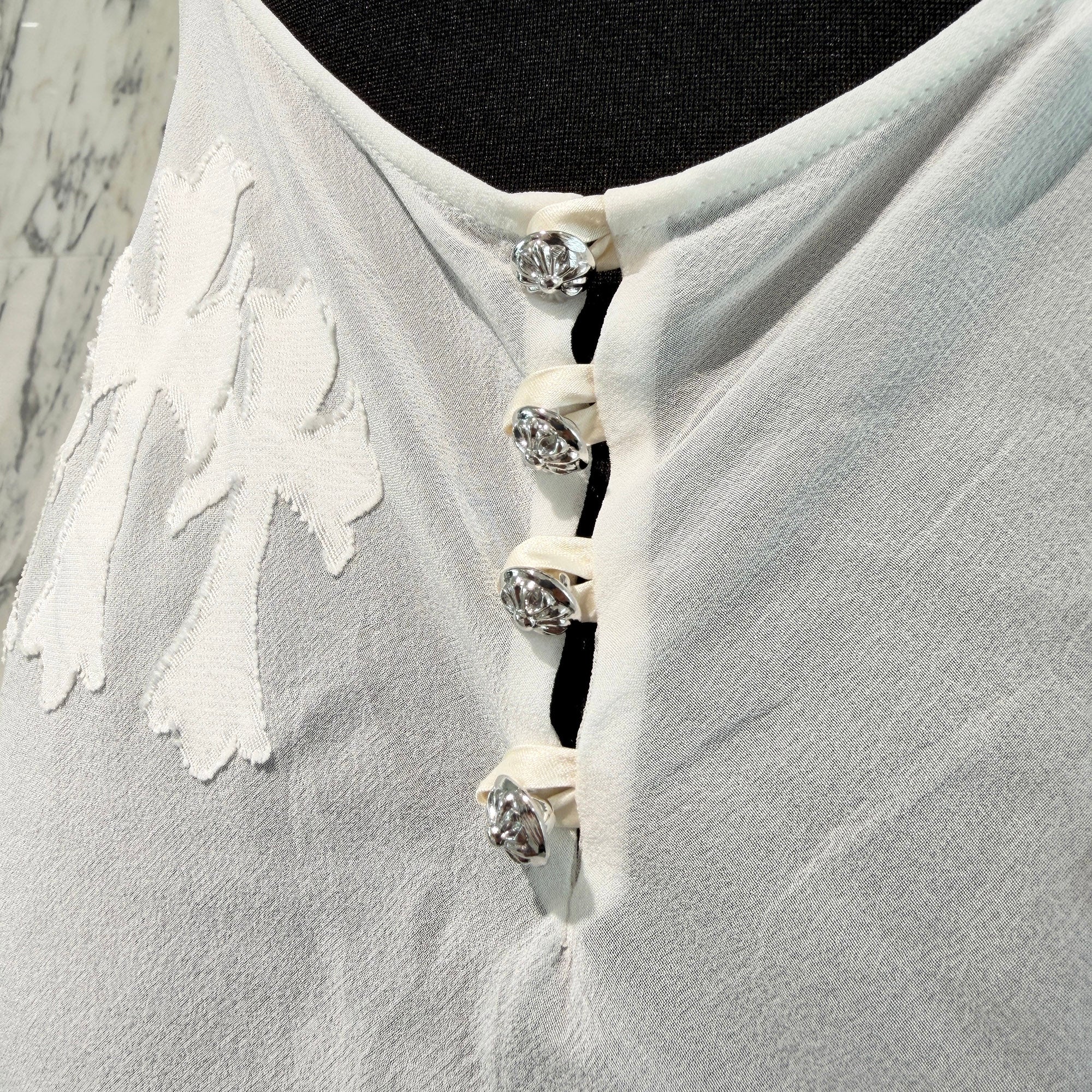 CHROME HEARTS Y NOT Cemetery Cross Back Open Silk Sheer Camisole Dress Size M クロムハーツ ワイノット セメタリークロス バックオープン シルクシアー キャミソールワンピース サイズＭ