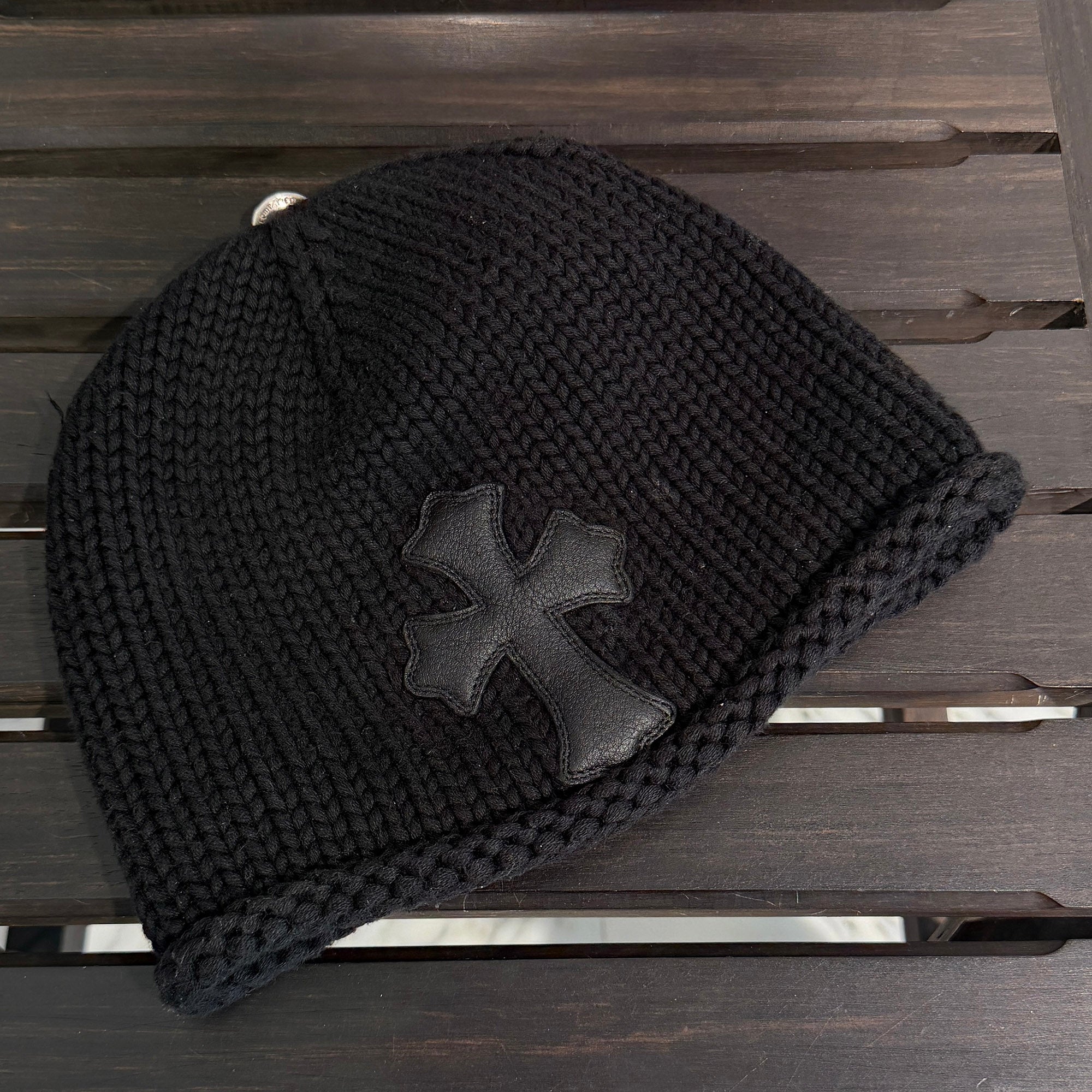 CHROME HEARTS Cashmere Leather 1 Cross Patch Beanie Size ONE SIZE (53-60) クロムハーツ カシミヤ レザー 1クロスパッチ ビーニー サイズONE SIZE (53-60)