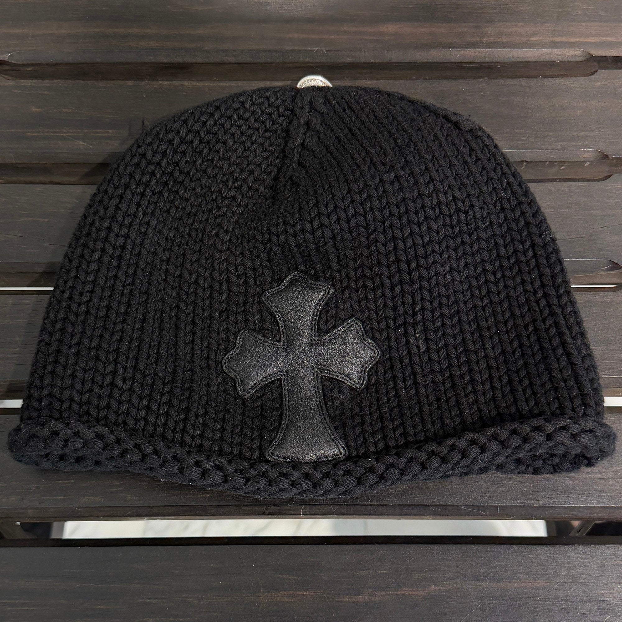 CHROME HEARTS Cashmere Leather 1 Cross Patch Beanie Size ONE SIZE (53-60) クロムハーツ カシミヤ レザー 1クロスパッチ ビーニー サイズONE SIZE (53-60)