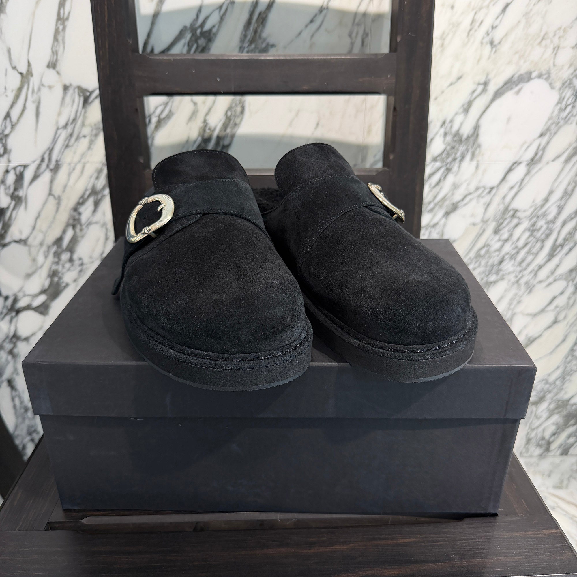 CHROME HEARTS Gunslinger Buckle Suede Clog Sandals Size 42 クロムハーツ ガンスリンガーバックル スエード クロッグ サンダル サイズ42