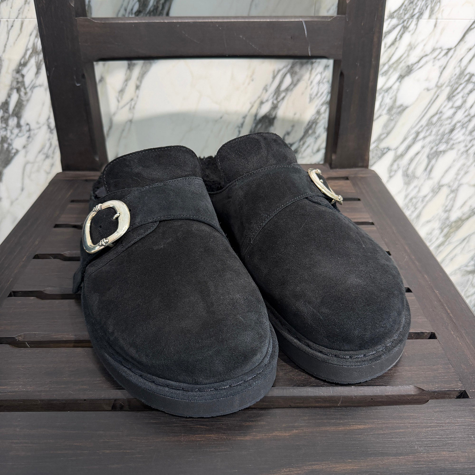 CHROME HEARTS Gunslinger Buckle Suede Clog Sandals Size 42 クロムハーツ ガンスリンガーバックル スエード クロッグ サンダル サイズ42