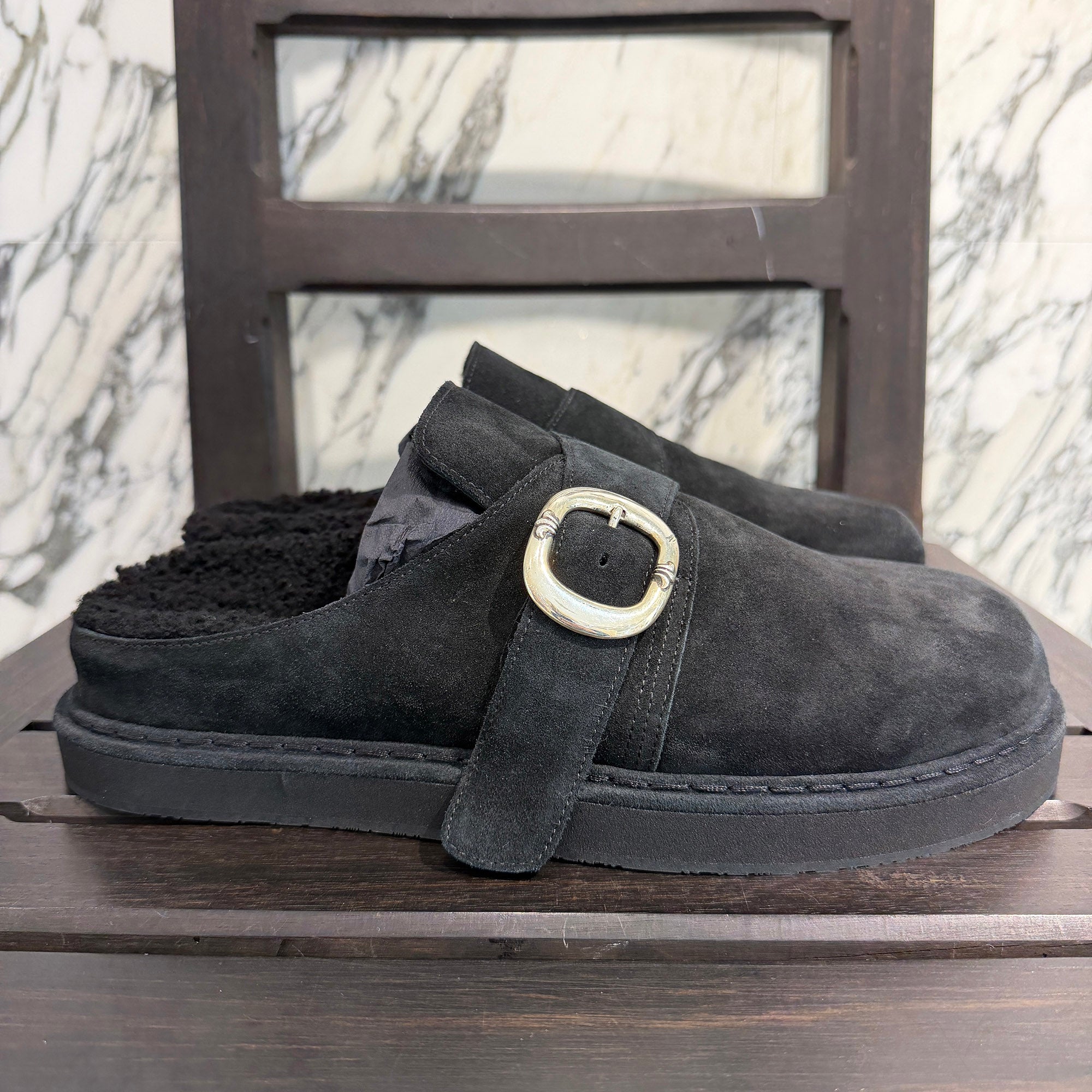 CHROME HEARTS Gunslinger Buckle Suede Clog Sandals Size 42 クロムハーツ ガンスリンガーバックル スエード クロッグ サンダル サイズ42