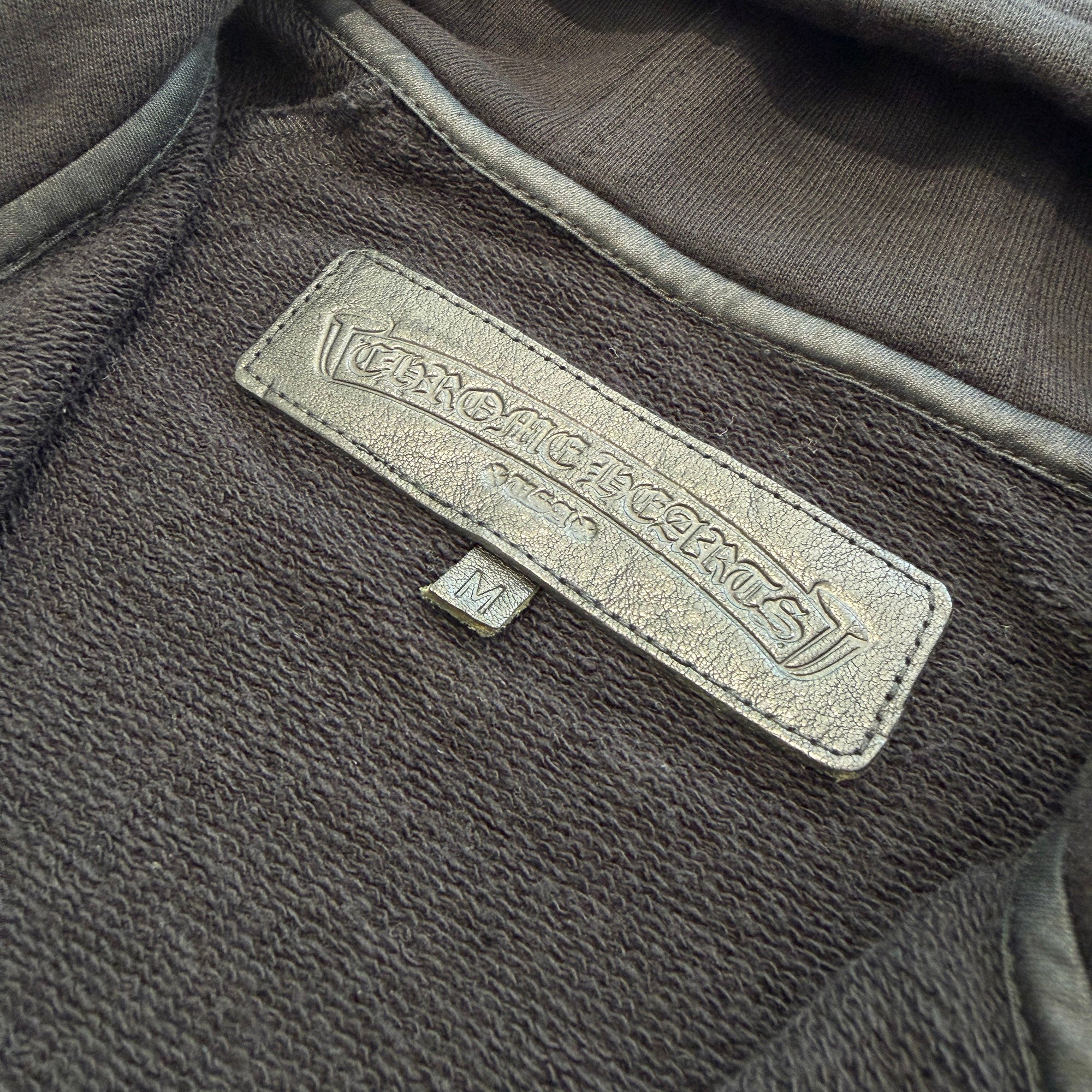 CHROME HEARTS CH Plus Leather Patch Short Sleeve Zip Up Hoodie Size M クロムハーツ CHプラス レザーパッチ ショートスリーブジップアップフーディー サイズM