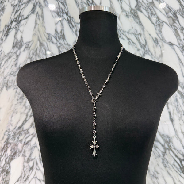 CHROME HEARTS Rosary Chalk CH Plus Chain Necklace クロムハ―ツ ロザリオ チョーク CHプラス チェーン ネックレス