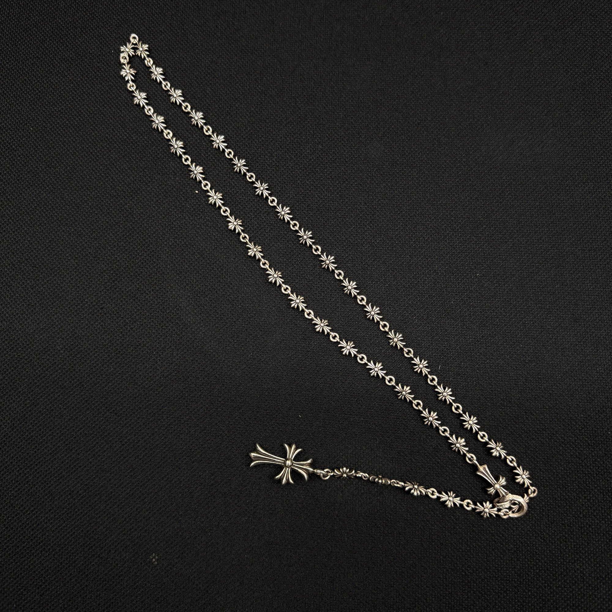 CHROME HEARTS Rosary Chalk CH Plus Chain Necklace クロムハ―ツ ロザリオ チョーク CHプラス チェーン ネックレス