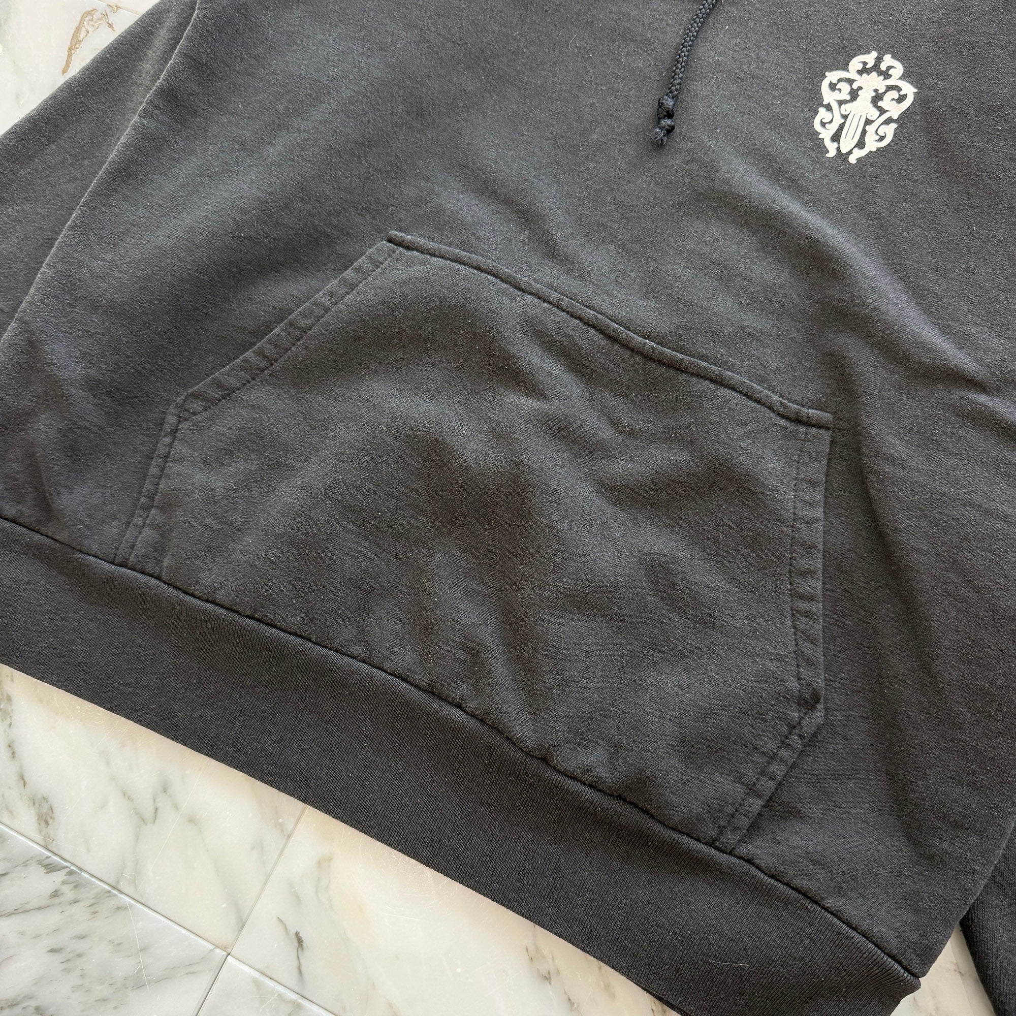 CHROME HEARTS FUCK YOU Vine Dagger Arm CH Cross Thermal Pullover Hoodie Size S クロムハーツ ファックユー ヴァインダガー 袖 CHクロス サーマル プルオーバーフーディ サイズS