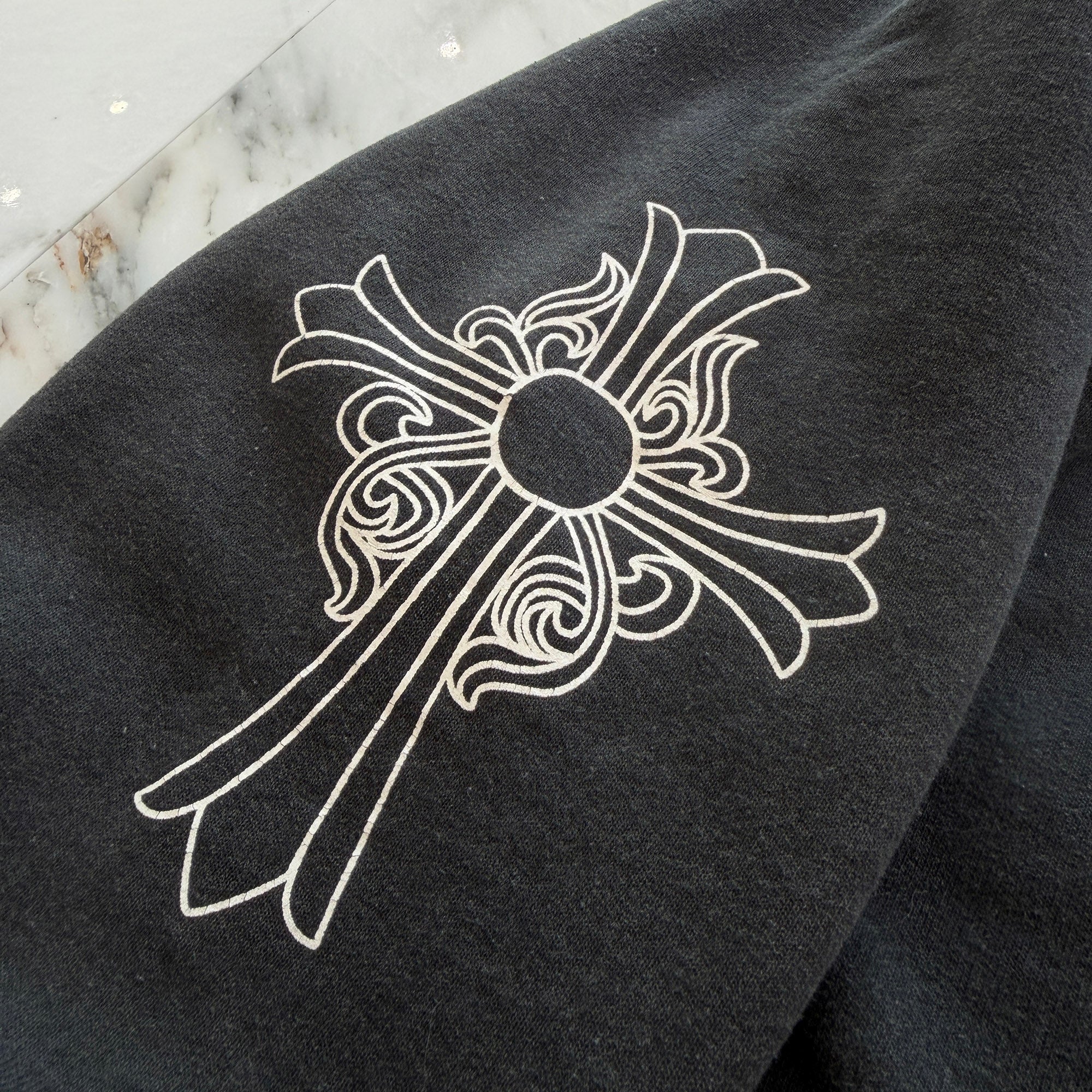CHROME HEARTS FUCK YOU Vine Dagger Arm CH Cross Thermal Pullover Hoodie Size S クロムハーツ ファックユー ヴァインダガー 袖 CHクロス サーマル プルオーバーフーディ サイズS