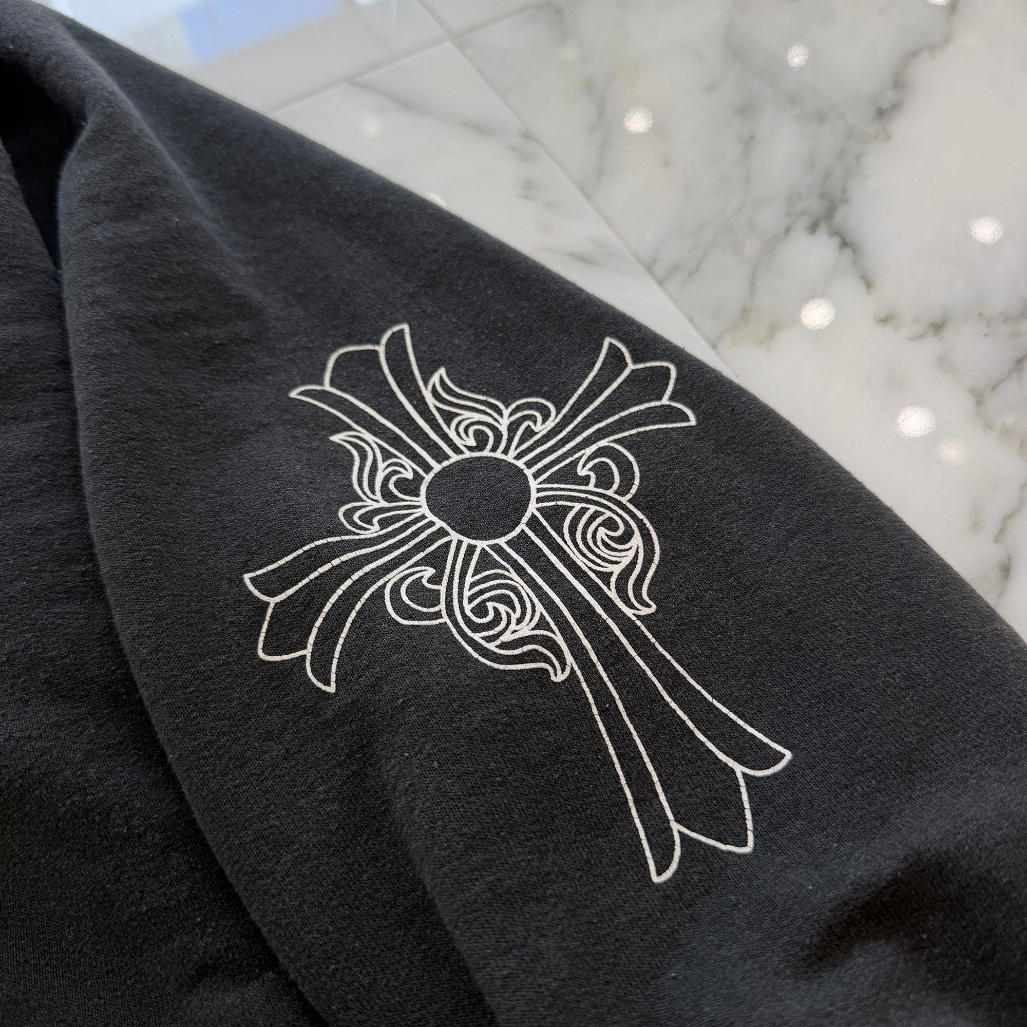 CHROME HEARTS FUCK YOU Vine Dagger Arm CH Cross Thermal Pullover Hoodie Size S クロムハーツ ファックユー ヴァインダガー 袖 CHクロス サーマル プルオーバーフーディ サイズS