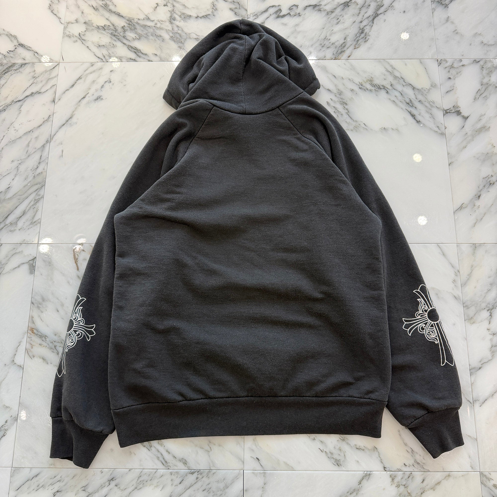 CHROME HEARTS FUCK YOU Vine Dagger Arm CH Cross Thermal Pullover Hoodie Size S クロムハーツ ファックユー ヴァインダガー 袖 CHクロス サーマル プルオーバーフーディ サイズS