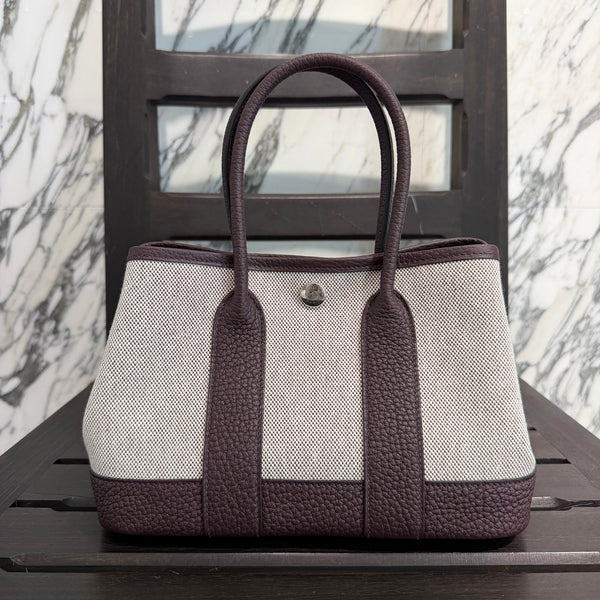 HERMES Neo Garden Party 23 "Rouge Sellier/Ecru" Hand Bag G刻印 エルメス ネオ ガーデンパーティ 23 "ルージュセリエ/エクリュ"ハンドバッグ G刻印