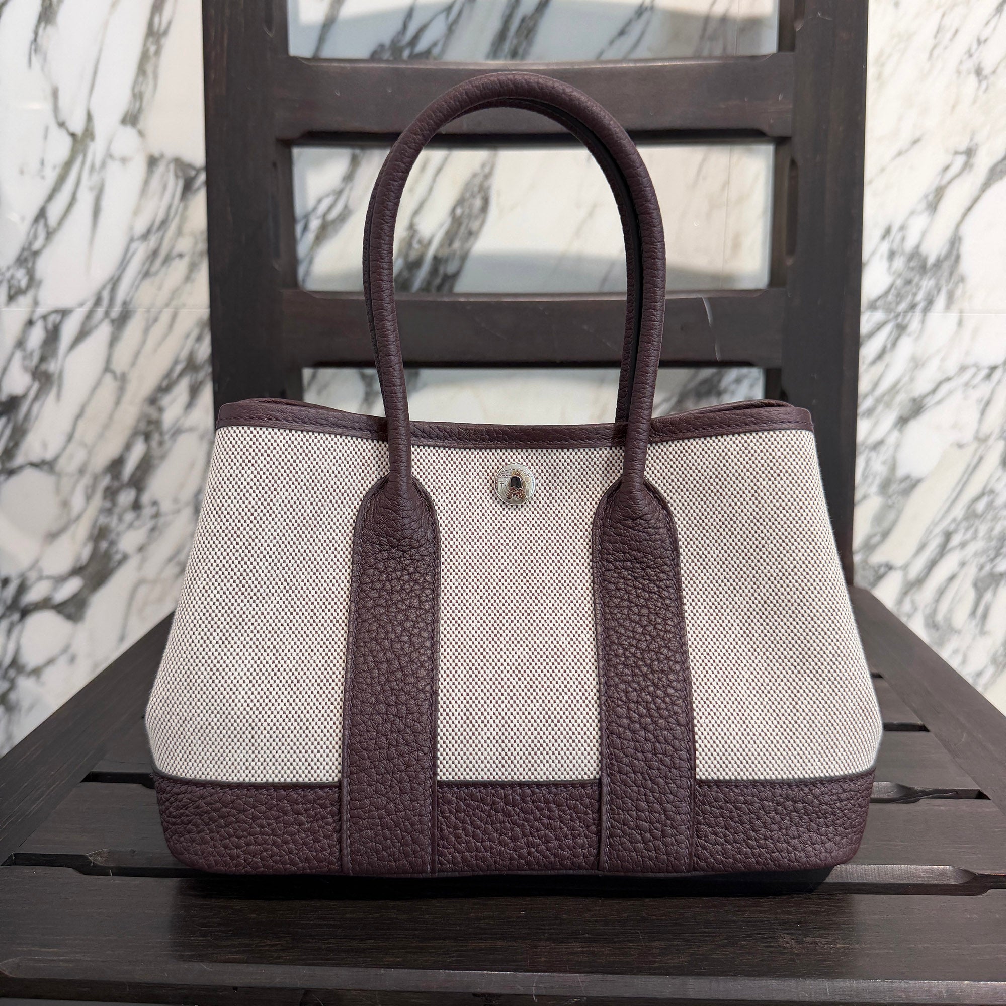 HERMES Neo Garden Party 23 "Rouge Sellier/Ecru" Hand Bag G刻印 エルメス ネオ ガーデンパーティ 23 "ルージュセリエ/エクリュ"ハンドバッグ G刻印