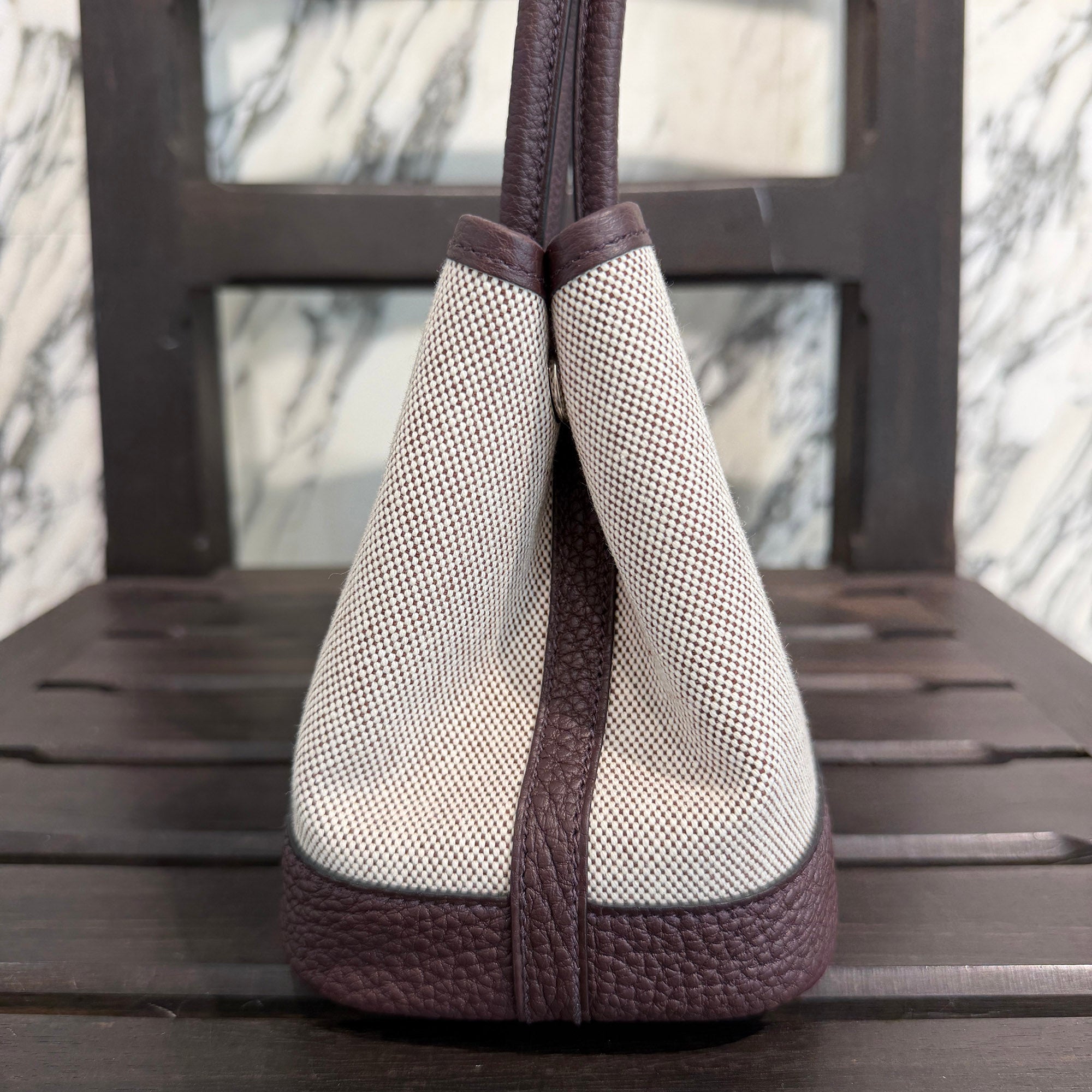 HERMES Neo Garden Party 23 "Rouge Sellier/Ecru" Hand Bag G刻印 エルメス ネオ ガーデンパーティ 23 "ルージュセリエ/エクリュ"ハンドバッグ G刻印