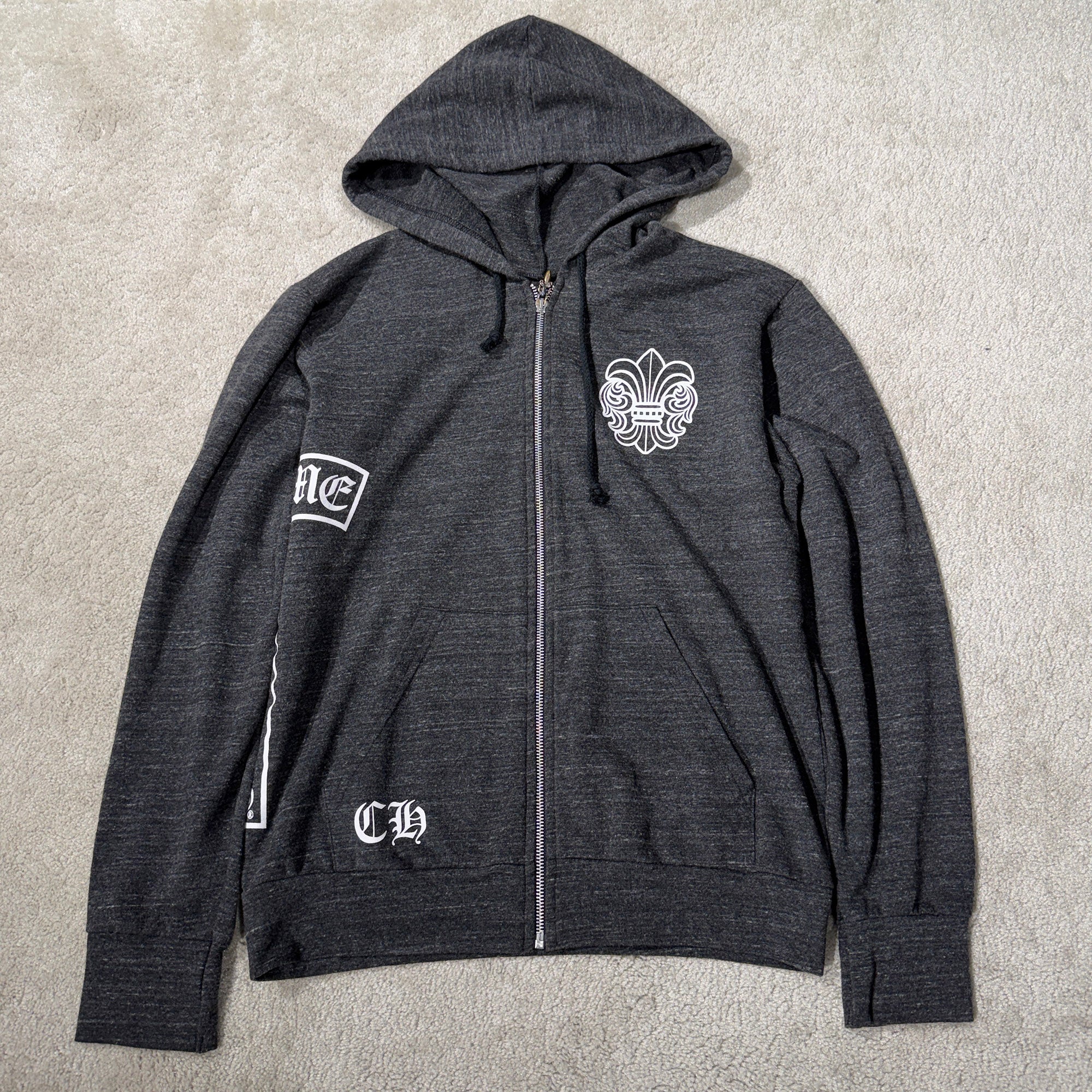 CHROME HEARTS  Side T BAR Logo BS Fleur Print Zip Up Hoodie Size S クロムハーツ サイド Tバー ロゴ BSフレア プリント ジップアップフーディ サイズS
