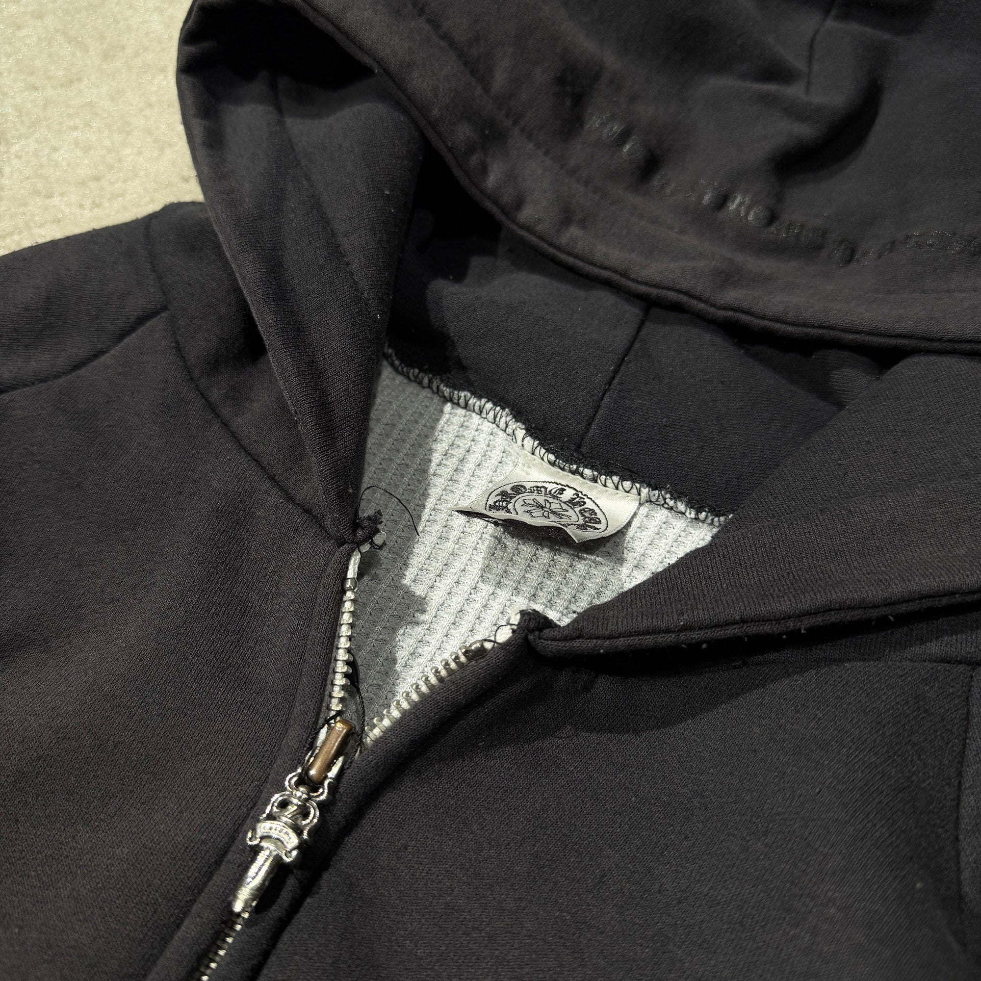 CHROME HEARTS FOTI Harris Teeter Back Knickerbocker Hotel Letter Print Thermal Zip Up Hoodie クロムハーツ フォティ ハリスティーター バックニッカポッカホテル レタープリント サーマル ジップアップ フーディ