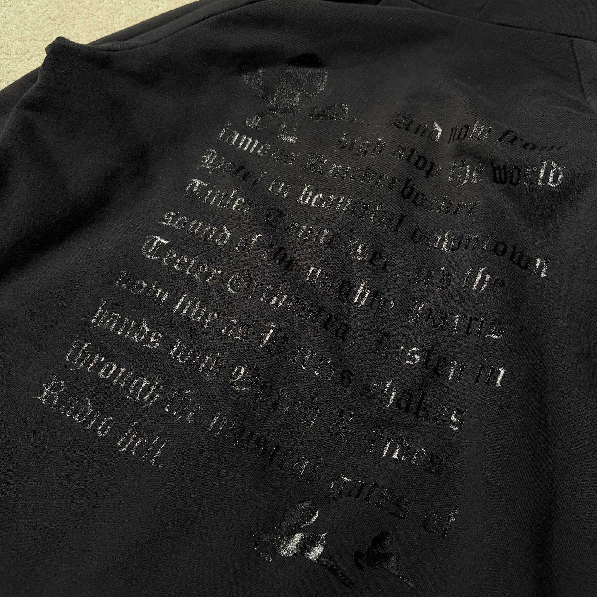 CHROME HEARTS FOTI Harris Teeter Back Knickerbocker Hotel Letter Print Thermal Zip Up Hoodie クロムハーツ フォティ ハリスティーター バックニッカポッカホテル レタープリント サーマル ジップアップ フーディ