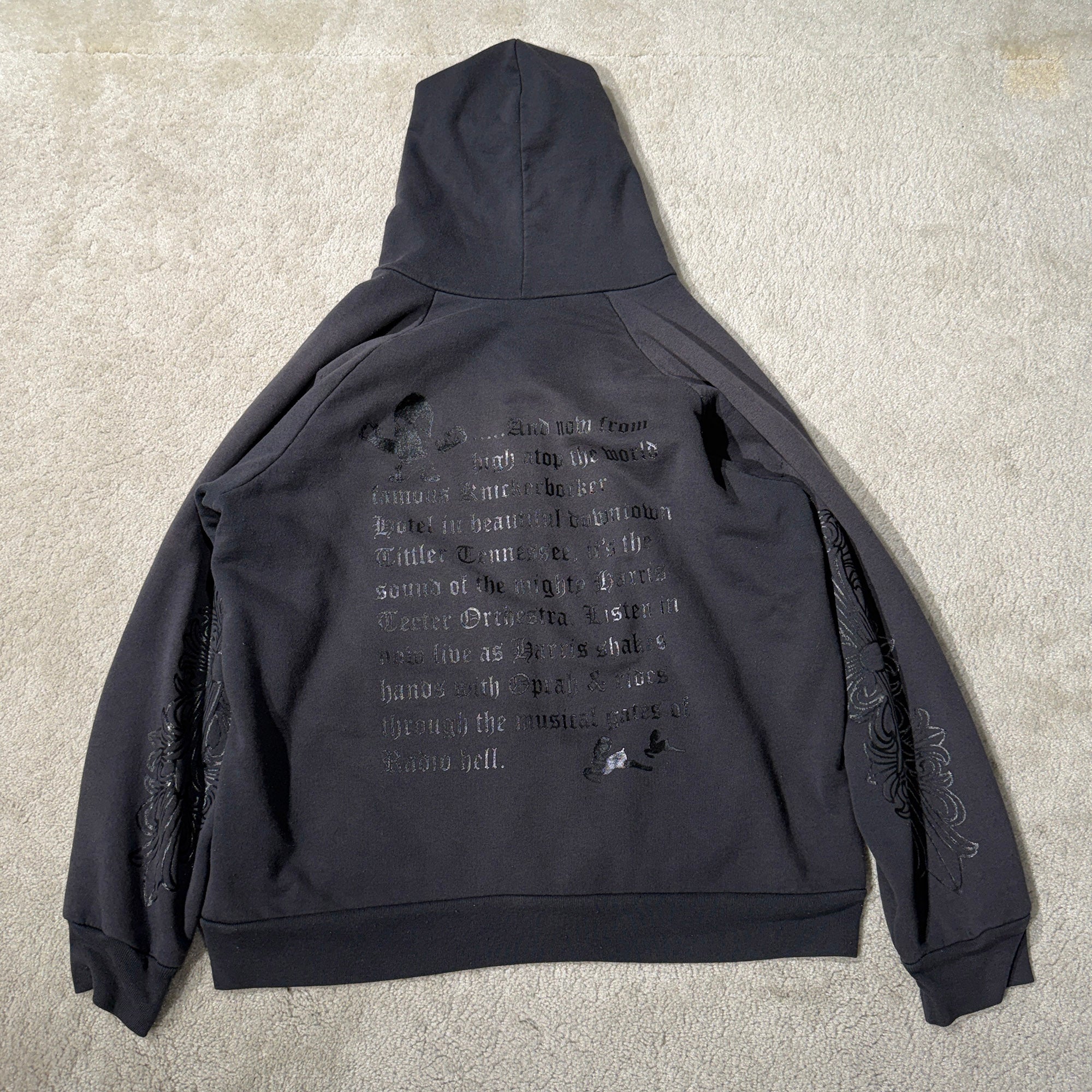 CHROME HEARTS FOTI Harris Teeter Back Knickerbocker Hotel Letter Print Thermal Zip Up Hoodie クロムハーツ フォティ ハリスティーター バックニッカポッカホテル レタープリント サーマル ジップアップ フーディ