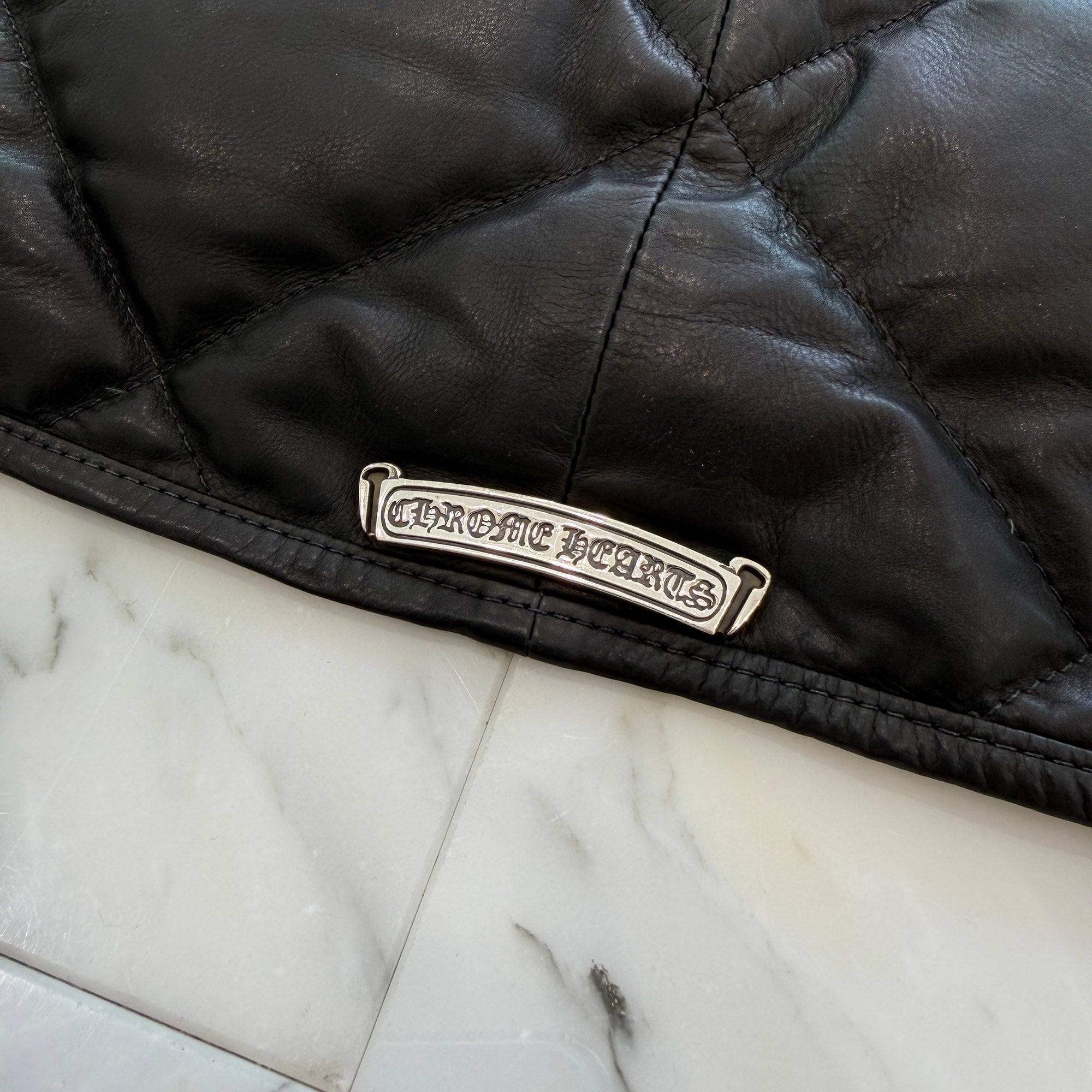 CHROME HEARTS Quilted Cross Ball Button Down Jacket Size S クロムハーツ キルティング クロスボールボタン ダウンジャケット サイズS