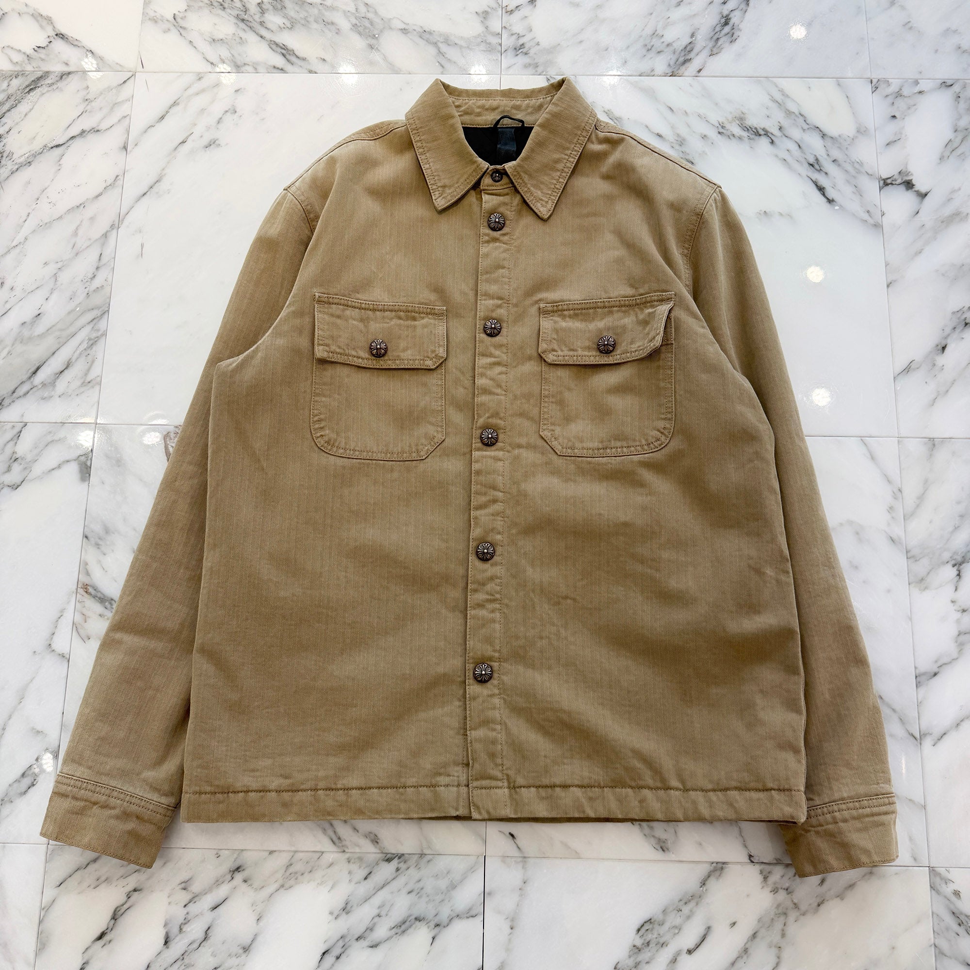 CHROME HEARTS Y NOT WORK DOG Herringbone Shirt Jacket Size L クロムハーツ ワイノット ワークドッグ ヘリンボーン シャツジャケット サイズL
