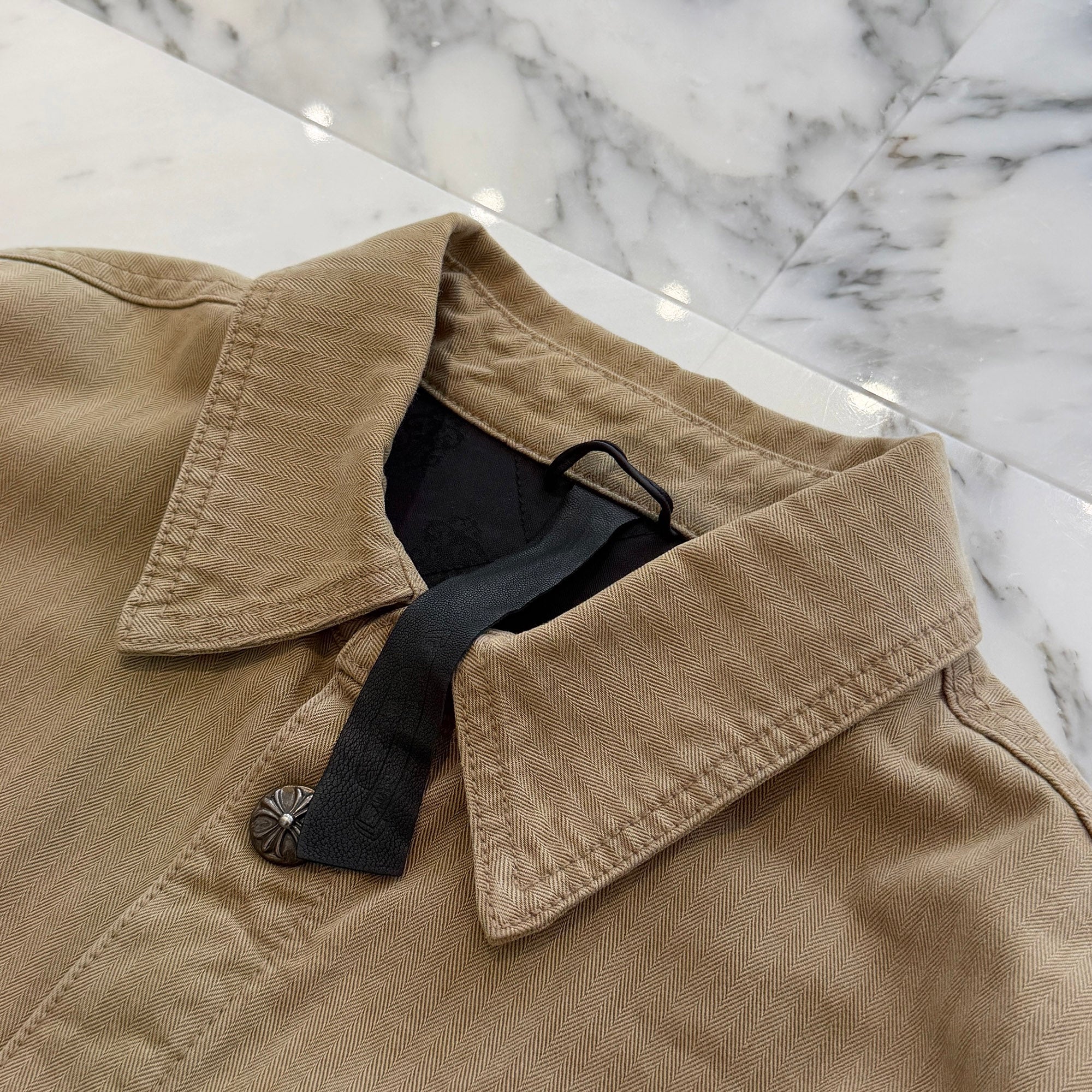 CHROME HEARTS Y NOT WORK DOG Herringbone Shirt Jacket Size L クロムハーツ ワイノット ワークドッグ ヘリンボーン シャツジャケット サイズL
