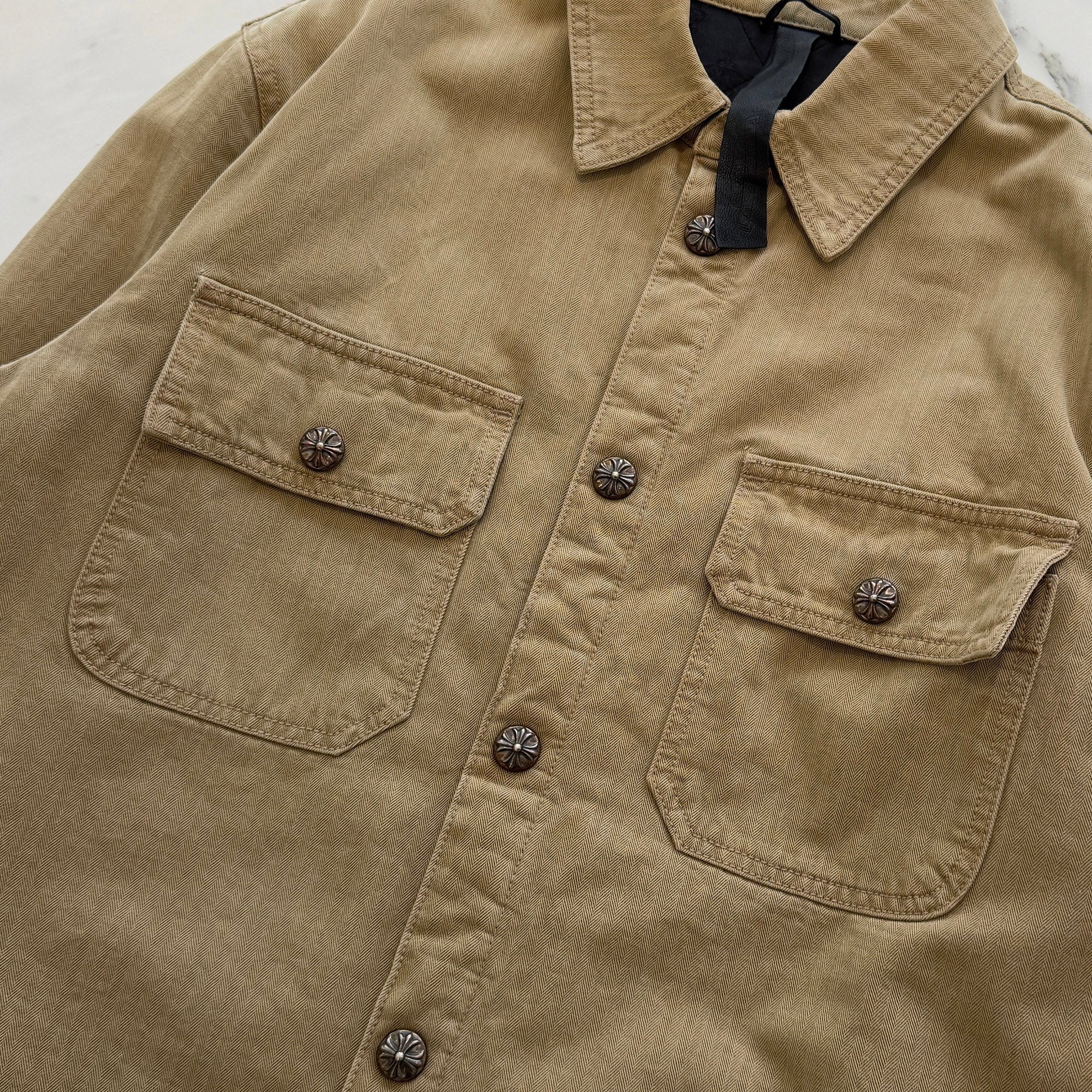 CHROME HEARTS Y NOT WORK DOG Herringbone Shirt Jacket Size L クロムハーツ ワイノット ワークドッグ ヘリンボーン シャツジャケット サイズL
