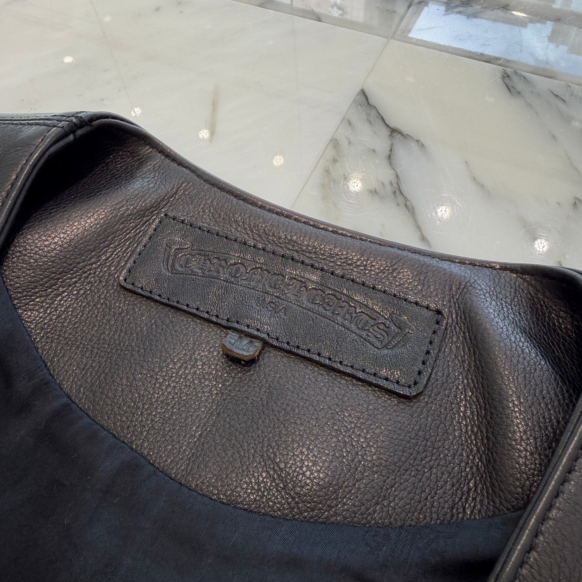 CHROME HEARTS 6 Cross Ball Dagger Zip Leather Vest Size M クロムハーツ 6クロスボール ダガーレザーベスト サイズM