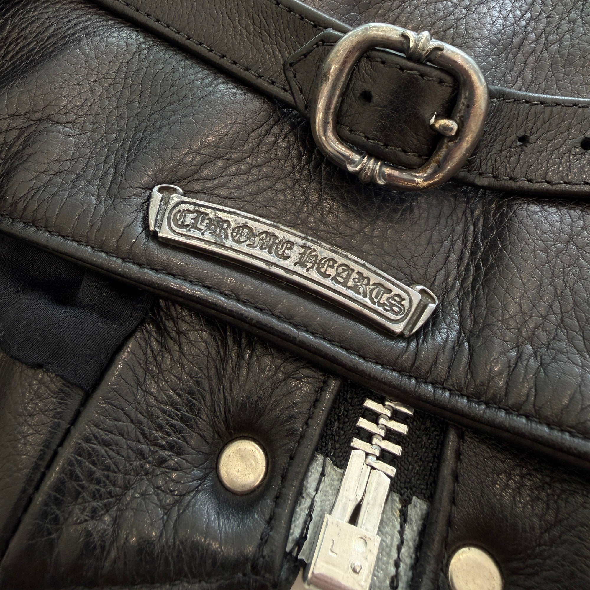 CHROME HEARTS 6 Cross Ball Dagger Zip Leather Vest Size M クロムハーツ 6クロスボール ダガーレザーベスト サイズM