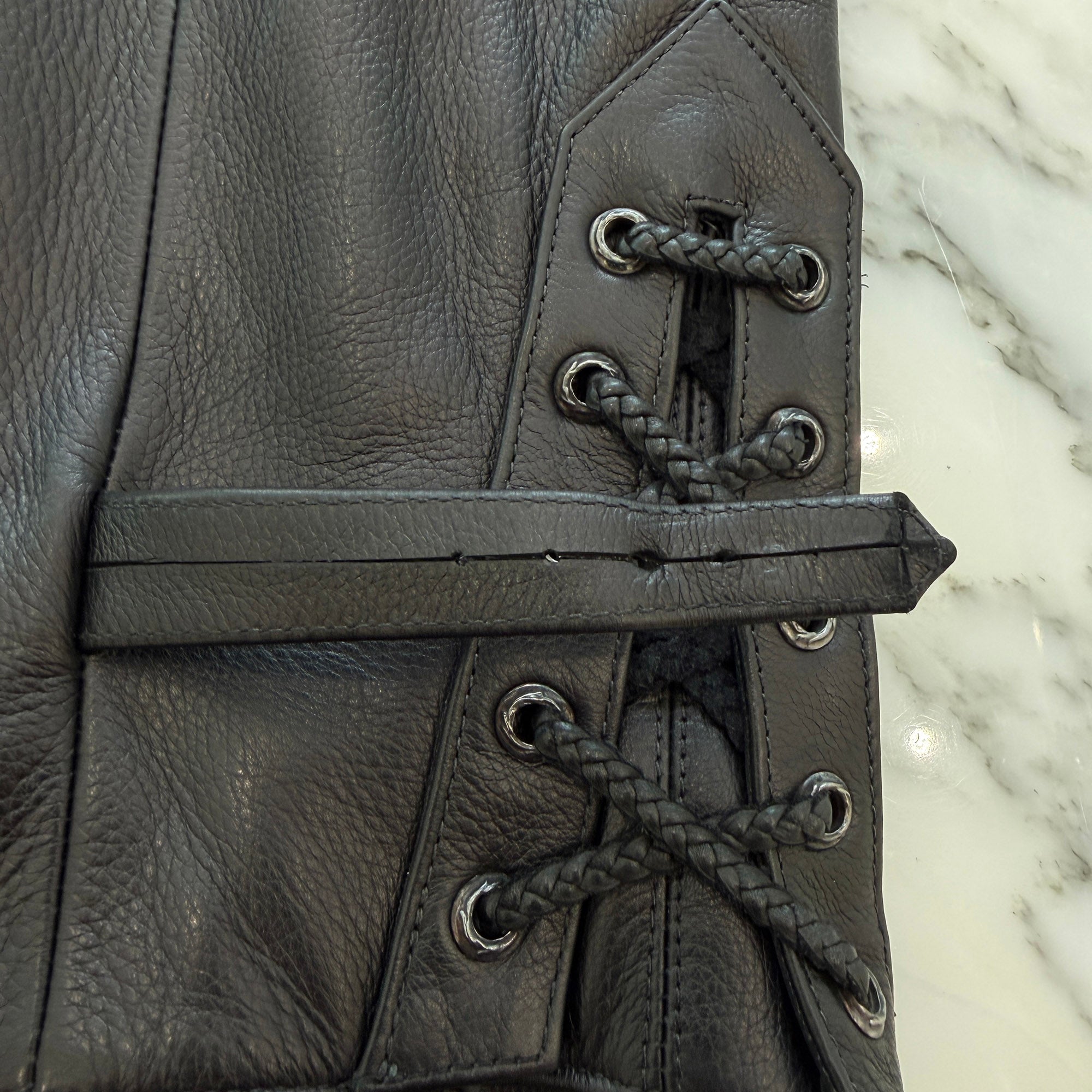 CHROME HEARTS 6 Cross Ball Dagger Zip Leather Vest Size M クロムハーツ 6クロスボール ダガーレザーベスト サイズM